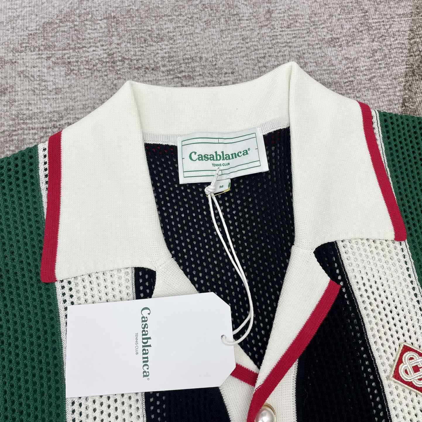 Casablanca Striped Mesh Shirt 'Green/White Stripe' D0049 - DesignerGu