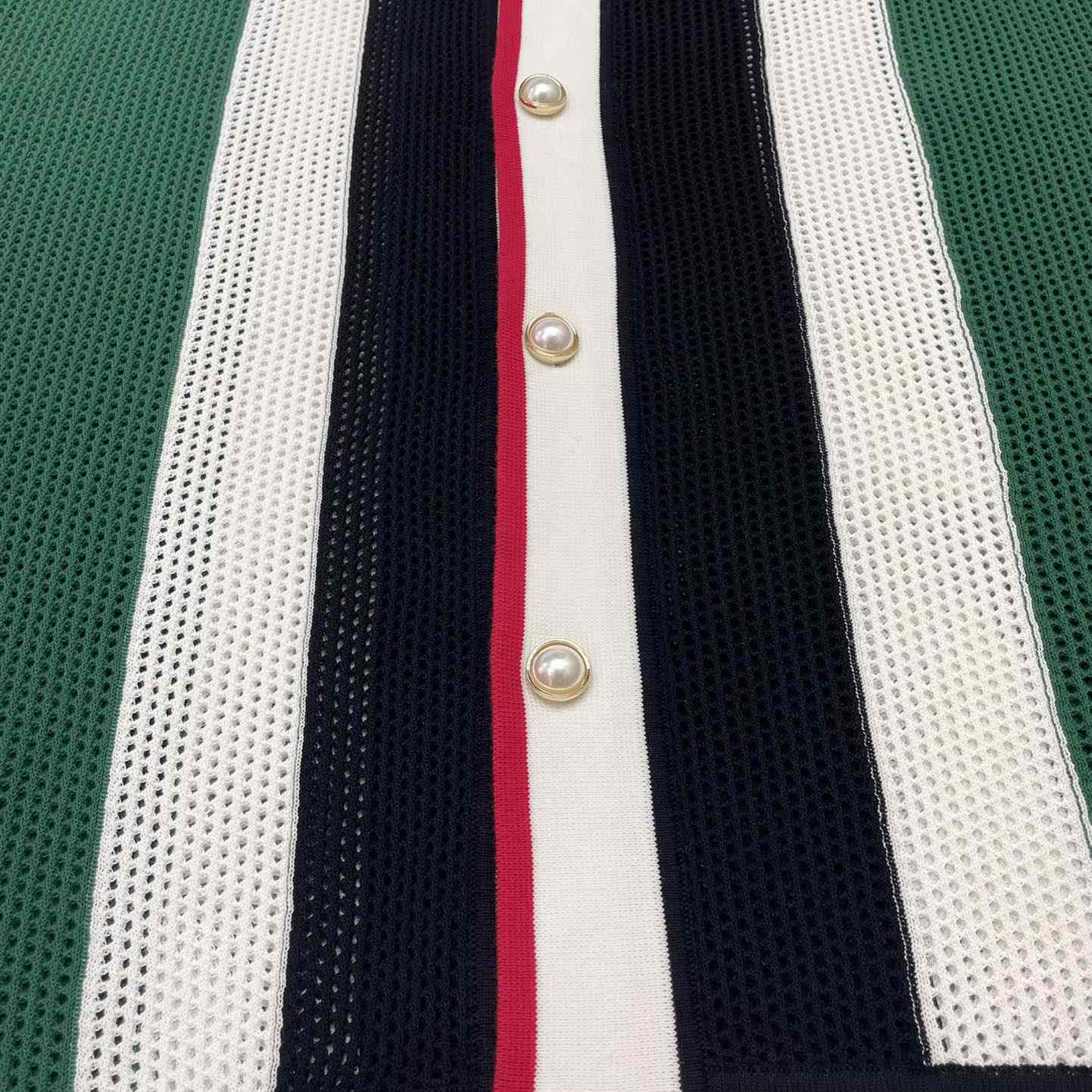 Casablanca Striped Mesh Shirt 'Green/White Stripe' D0049 - DesignerGu
