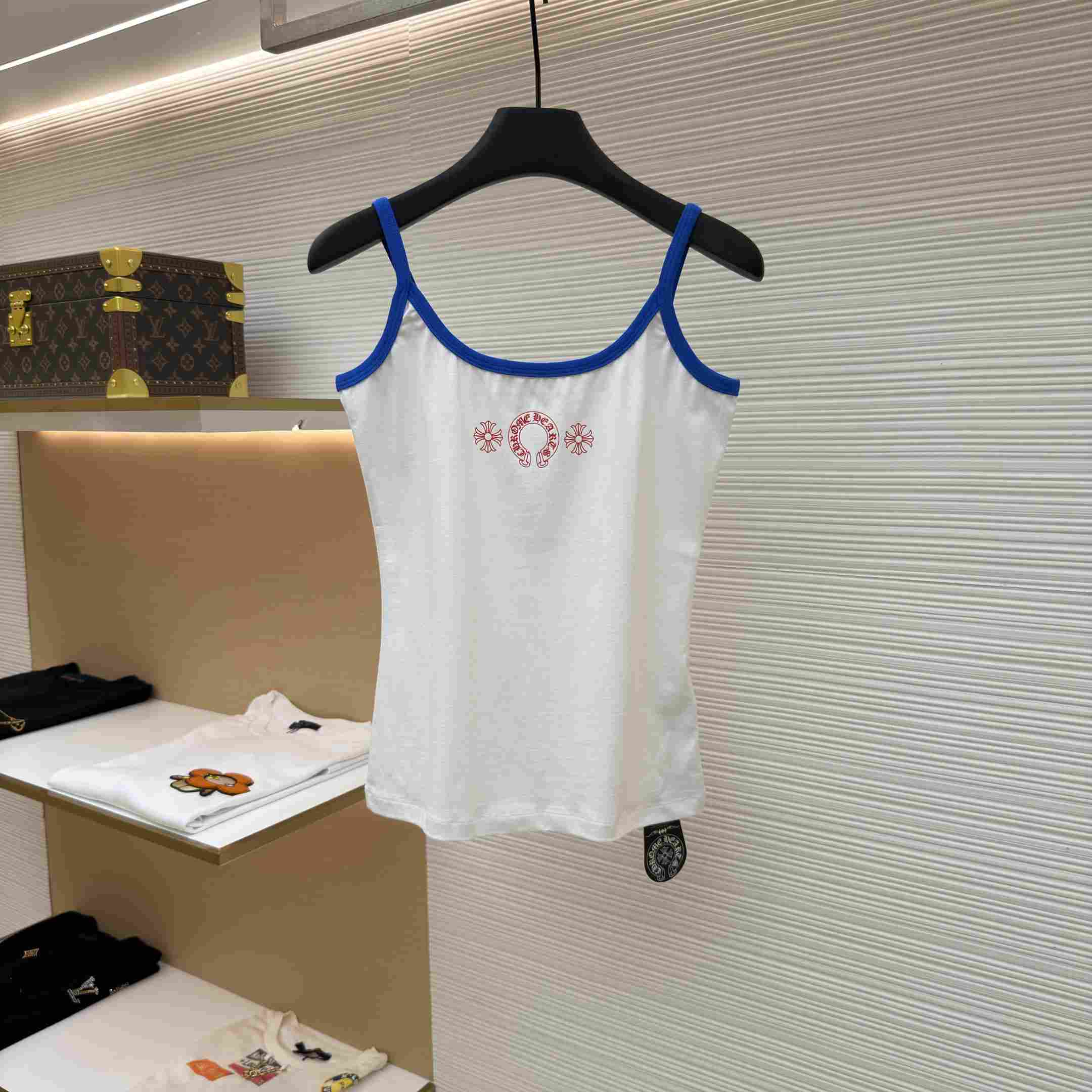Chrome Hearts Roller Skates White&Blue Horseshoe Tank Top - DesignerGu
