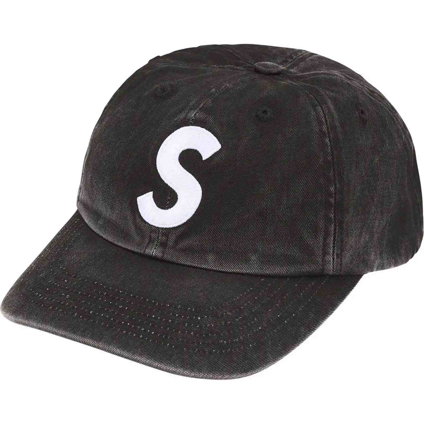 Supreme Pigment Coated S Logo 6-Panel 'Black' - DesignerGu