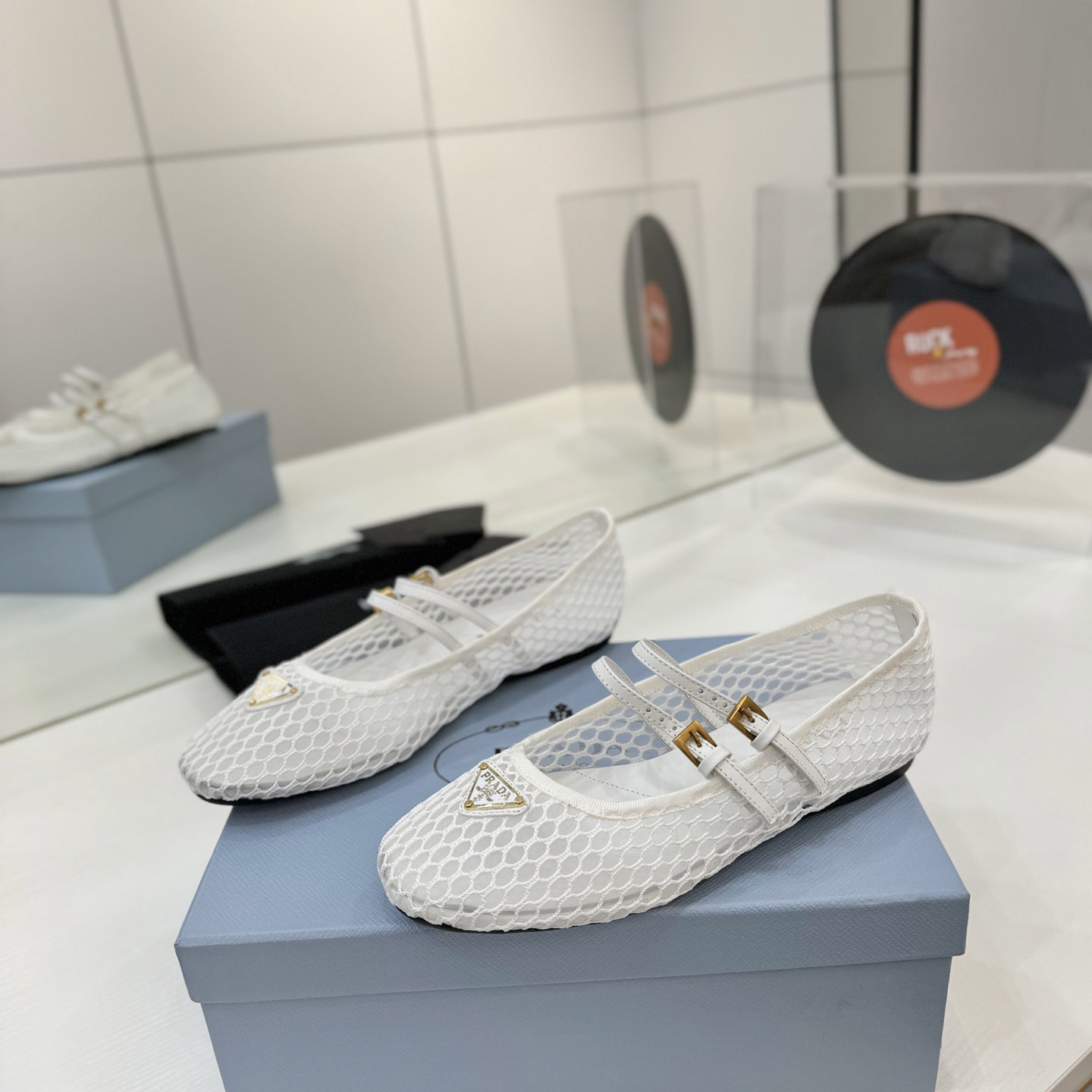 Prada Mesh Fabric Ballerinas - DesignerGu