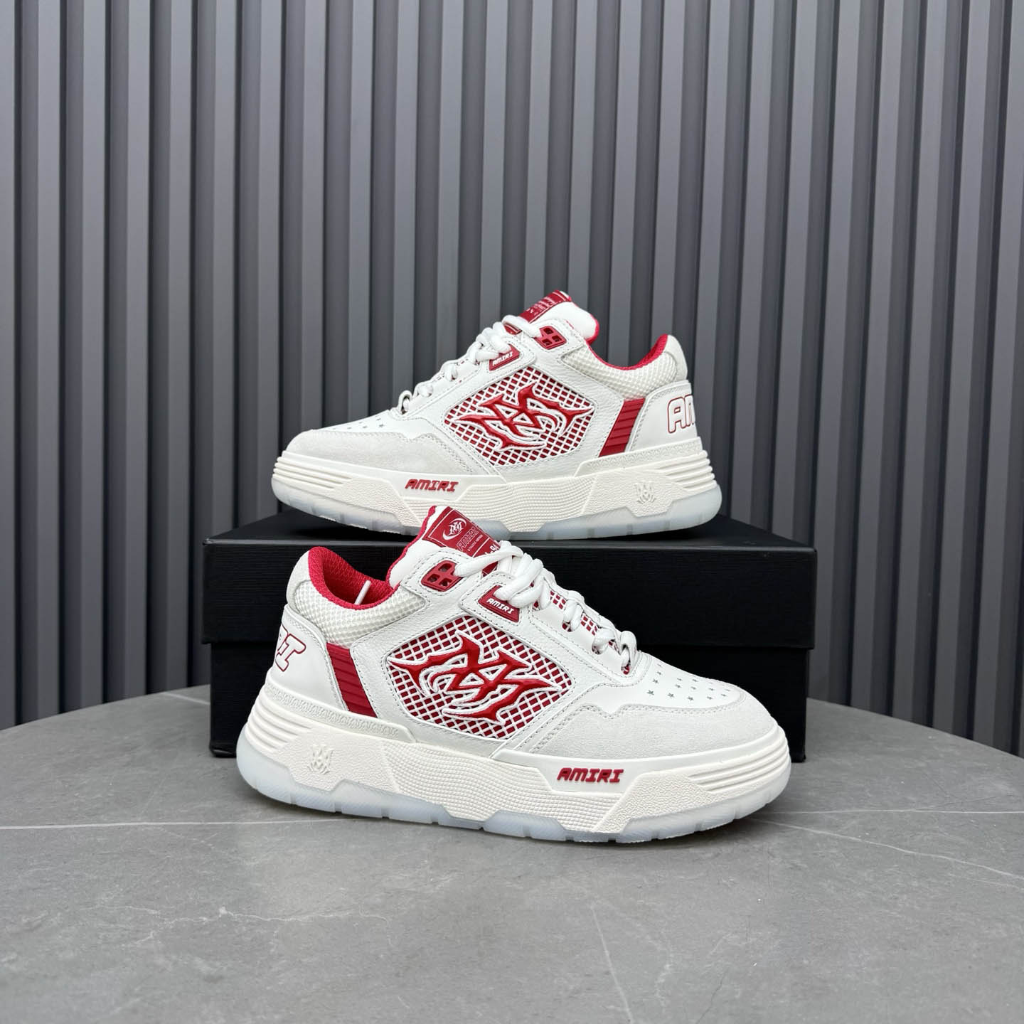 Amiri White & Red MA-94 Sneakers - DesignerGu