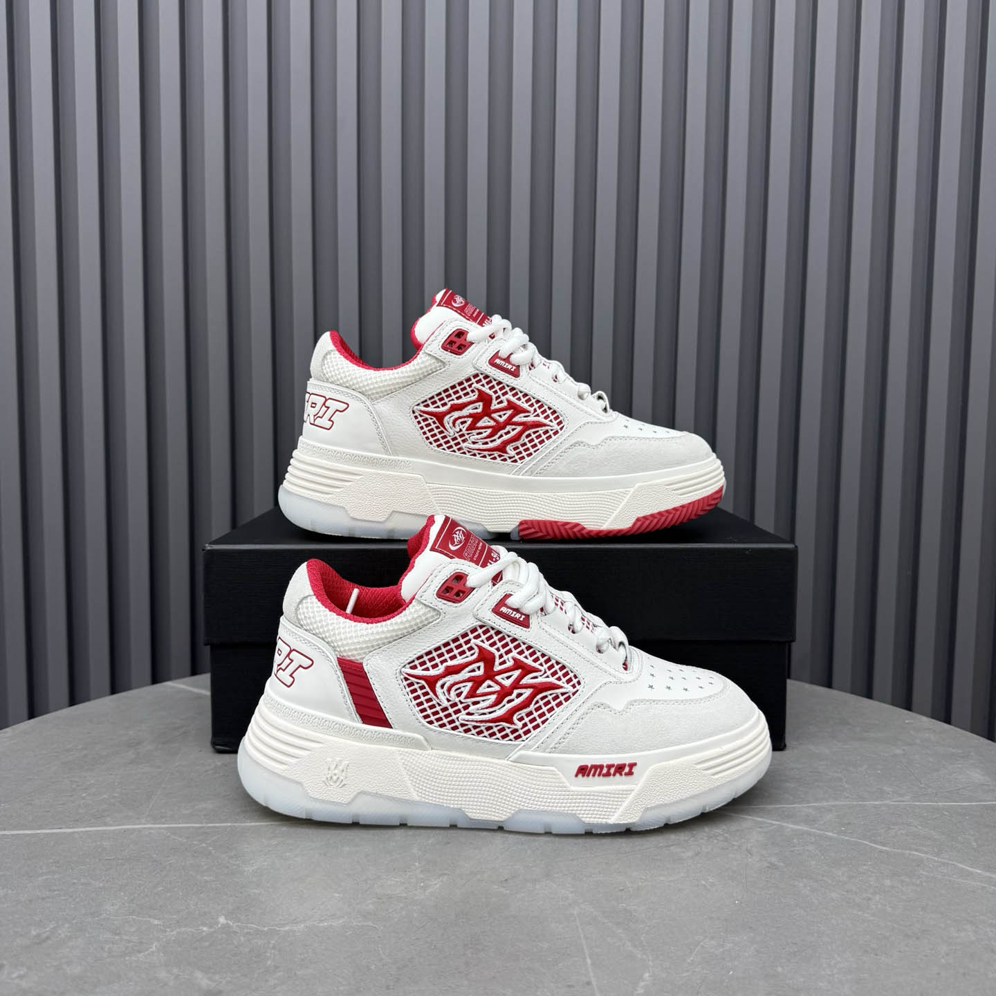 Amiri White & Red MA-94 Sneakers - DesignerGu