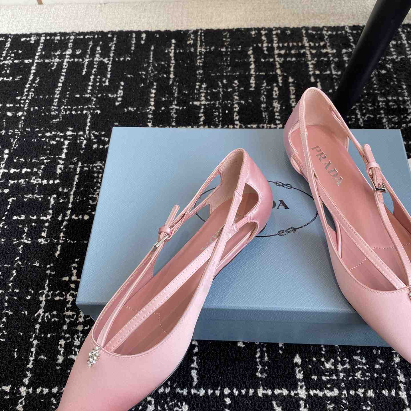 Prada Satin Crystal Embellishments Ballet Flats - DesignerGu