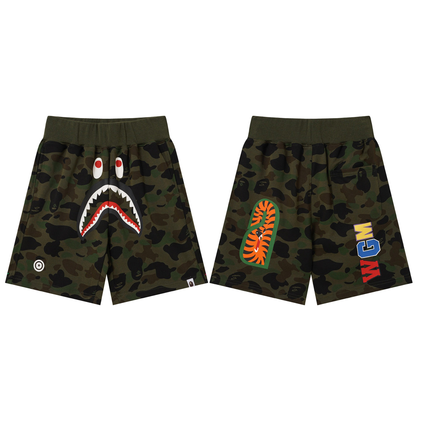 Bape Camo Shark Track Shorts - DesignerGu