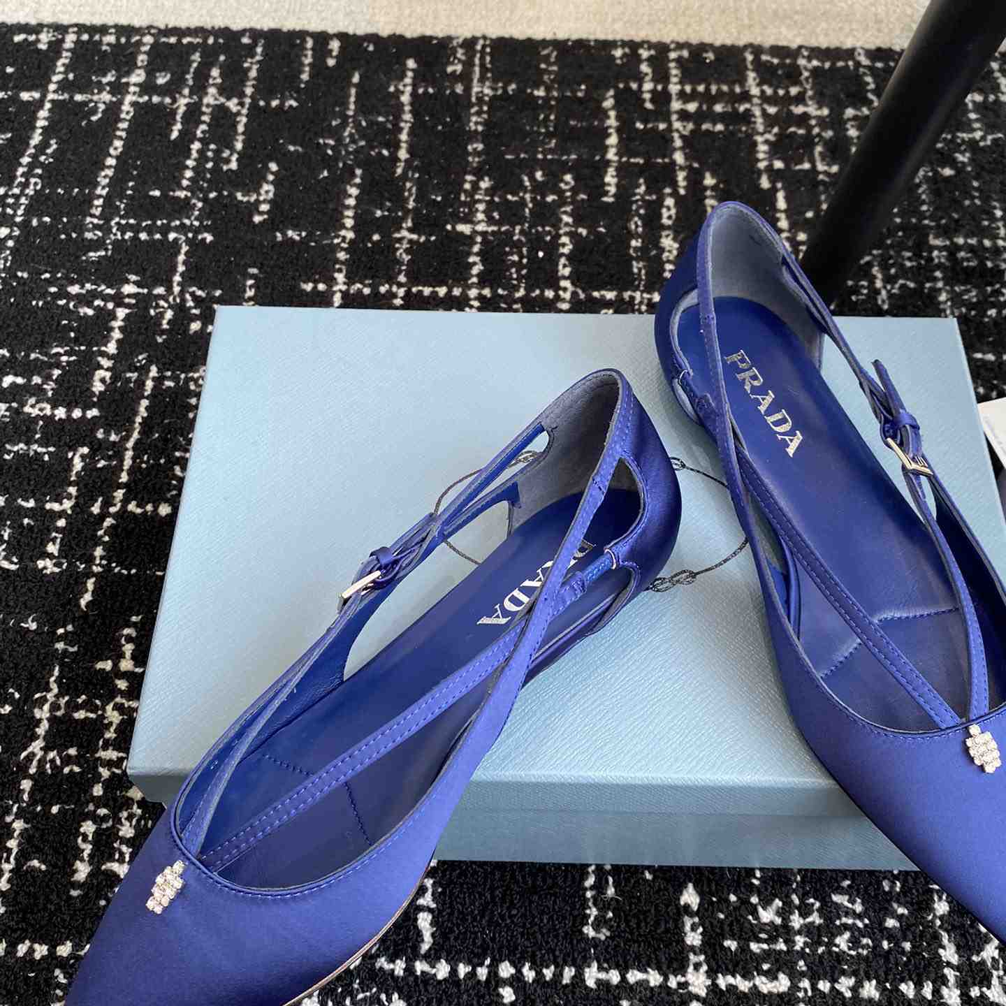 Prada Satin Crystal Embellishments Ballet Flats - DesignerGu