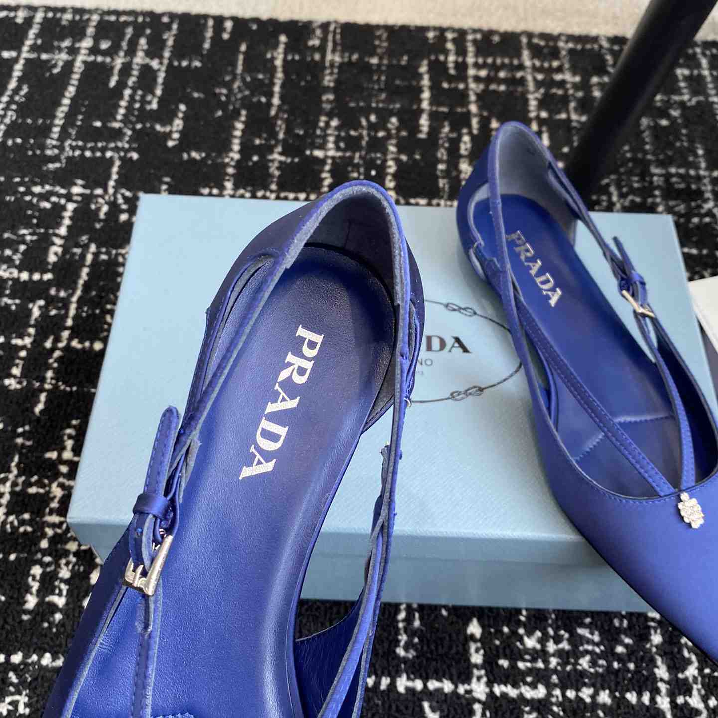 Prada Satin Crystal Embellishments Ballet Flats - DesignerGu