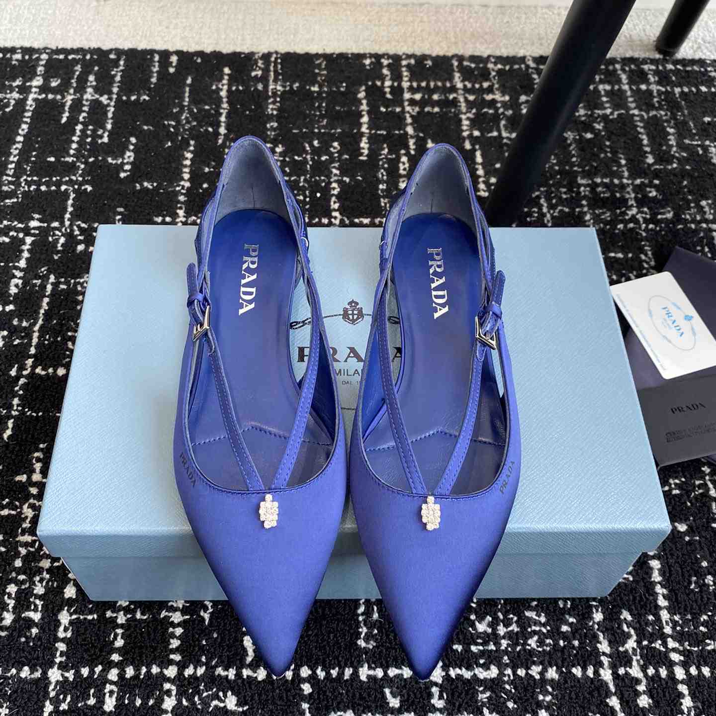 Prada Satin Crystal Embellishments Ballet Flats - DesignerGu