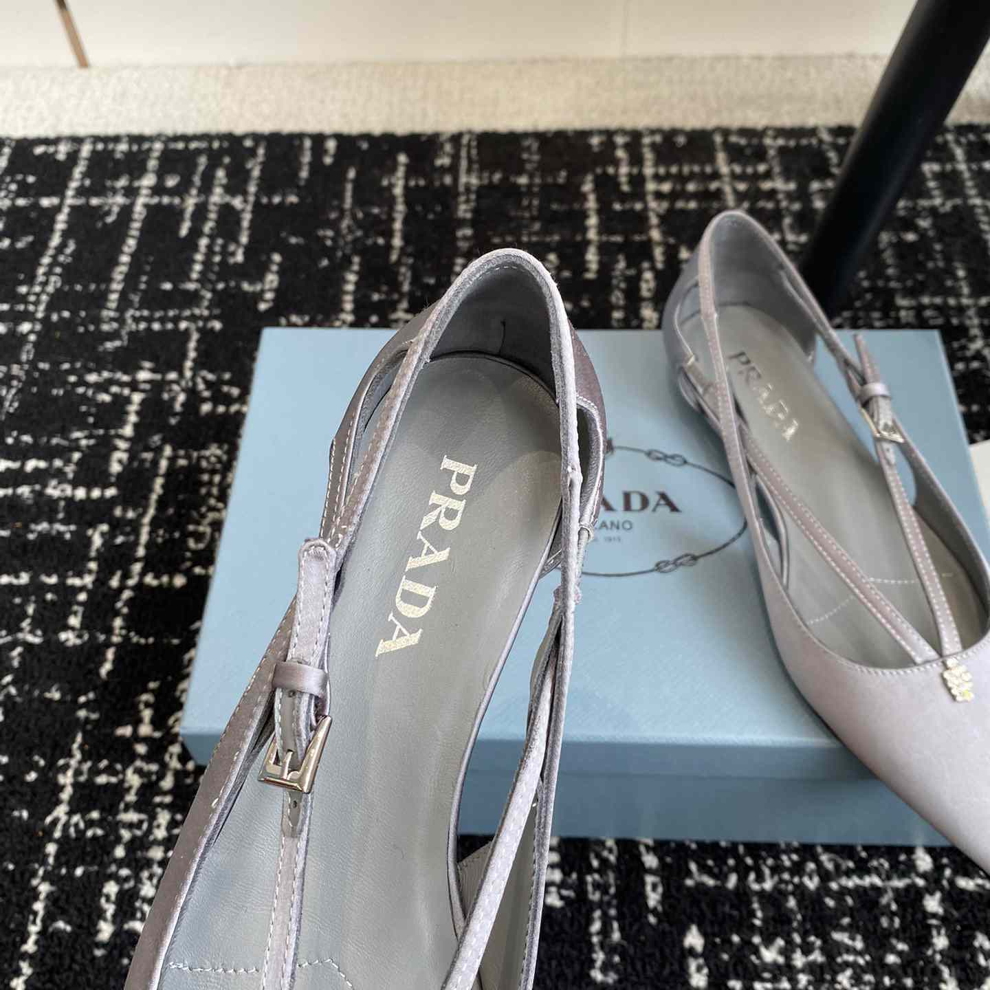 Prada Satin Crystal Embellishments Ballet Flats - DesignerGu