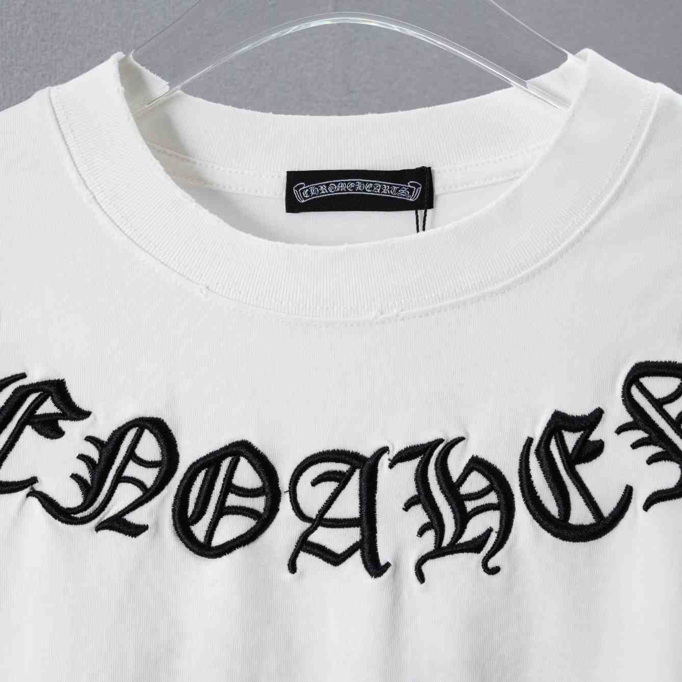 Chrome Hearts Embroidered Round Neck Short Sleeve Shirt 'White' - DesignerGu