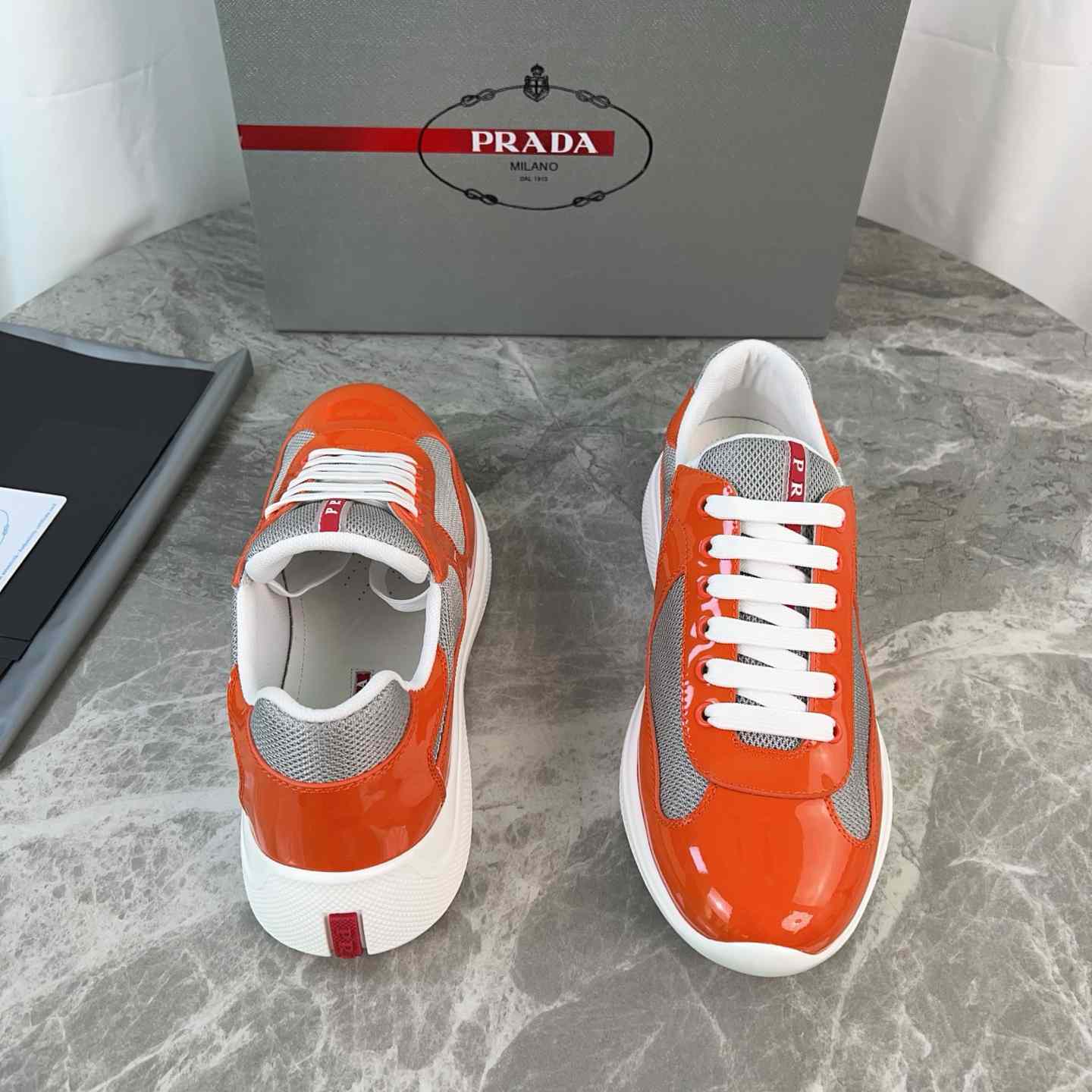 Prada Patent Leather And Technical Fabric Prada America's Cup Sneakers(upon uk size) - DesignerGu
