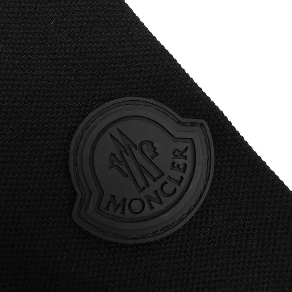 Moncler Black Logo Cotton Piquet Polo - DesignerGu