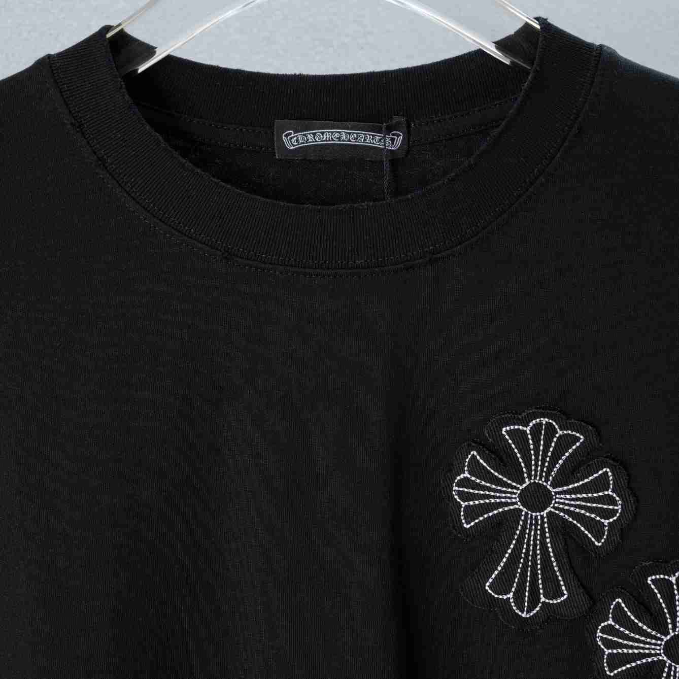Chrome Hearts Cross Stitch Patchwork  T-Shirt 'Black' - DesignerGu