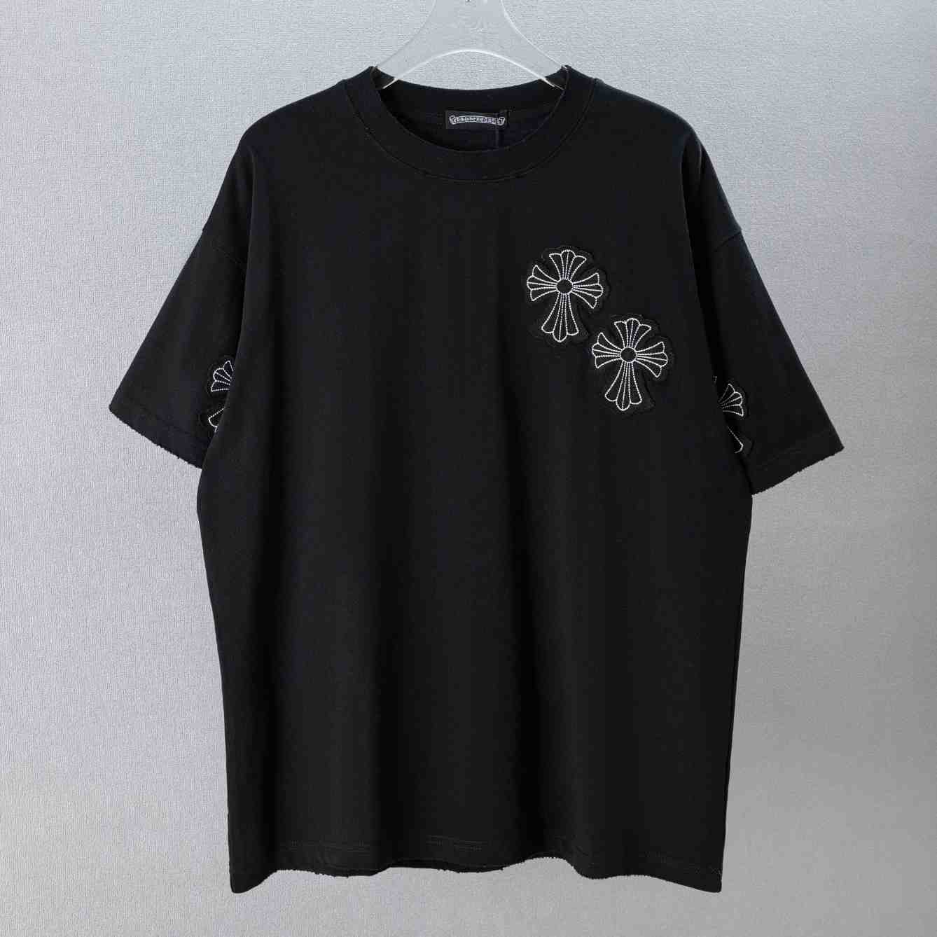 Chrome Hearts Cross Stitch Patchwork  T-Shirt 'Black' - DesignerGu