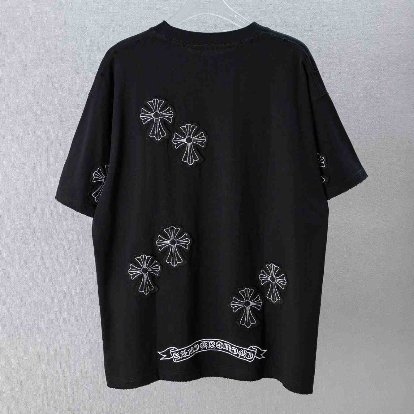 Chrome Hearts Cross Stitch Patchwork  T-Shirt 'Black' - DesignerGu