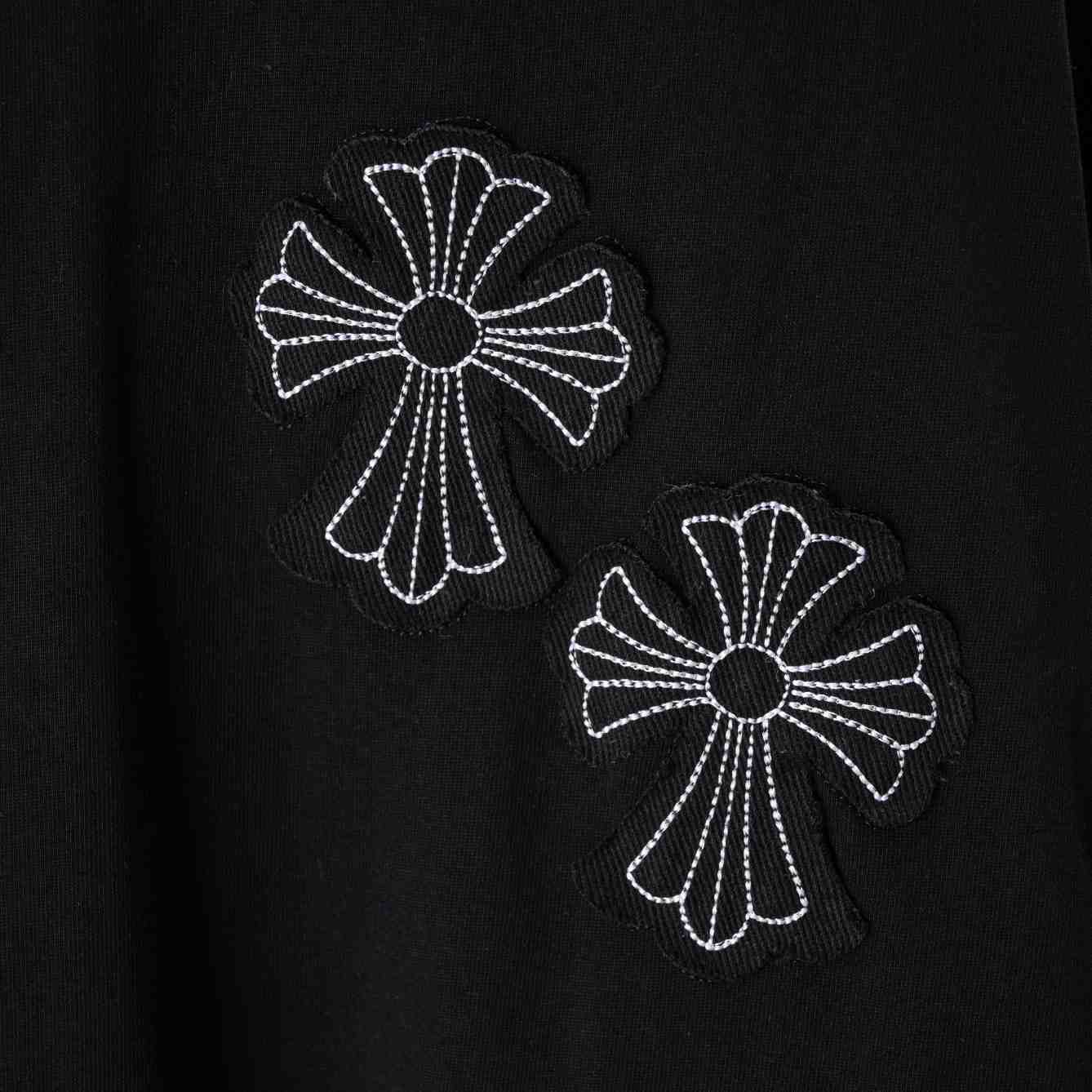Chrome Hearts Cross Stitch Patchwork  T-Shirt 'Black' - DesignerGu