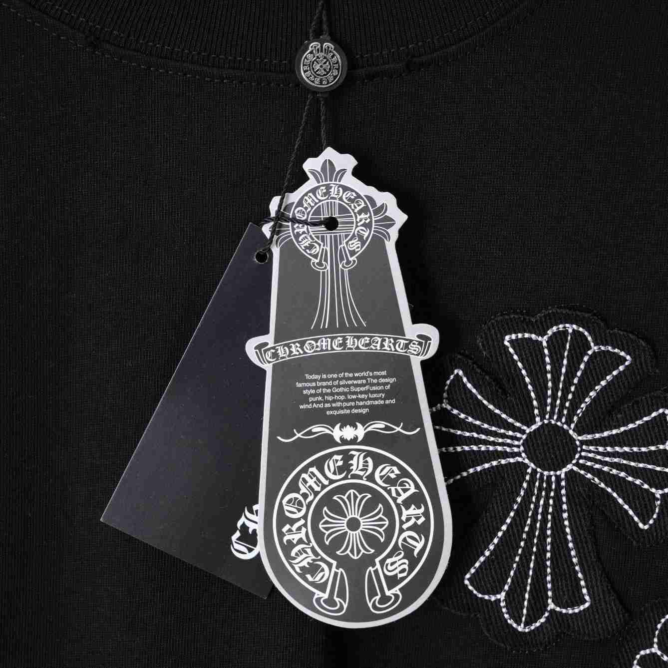 Chrome Hearts Cross Stitch Patchwork  T-Shirt 'Black' - DesignerGu