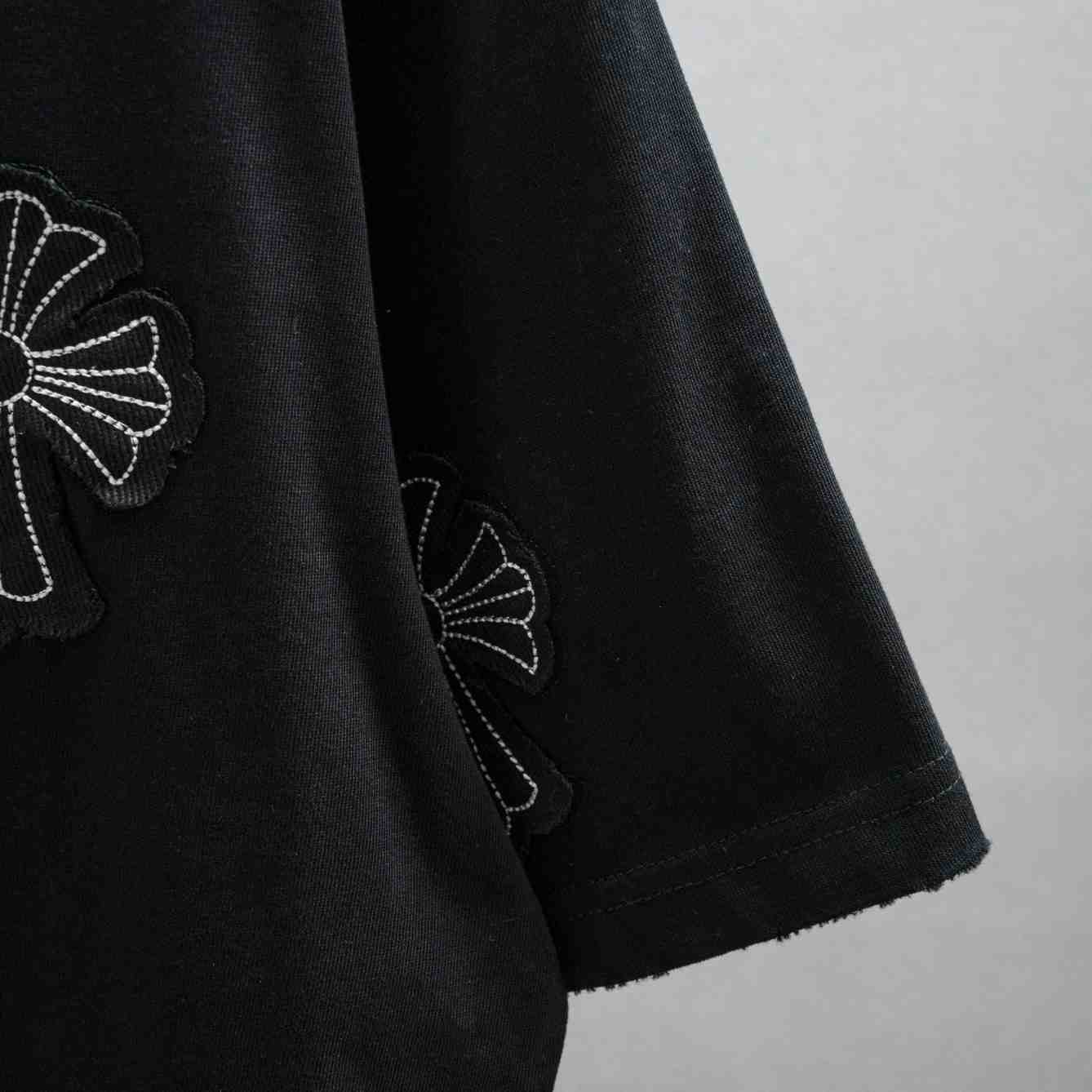 Chrome Hearts Cross Stitch Patchwork  T-Shirt 'Black' - DesignerGu