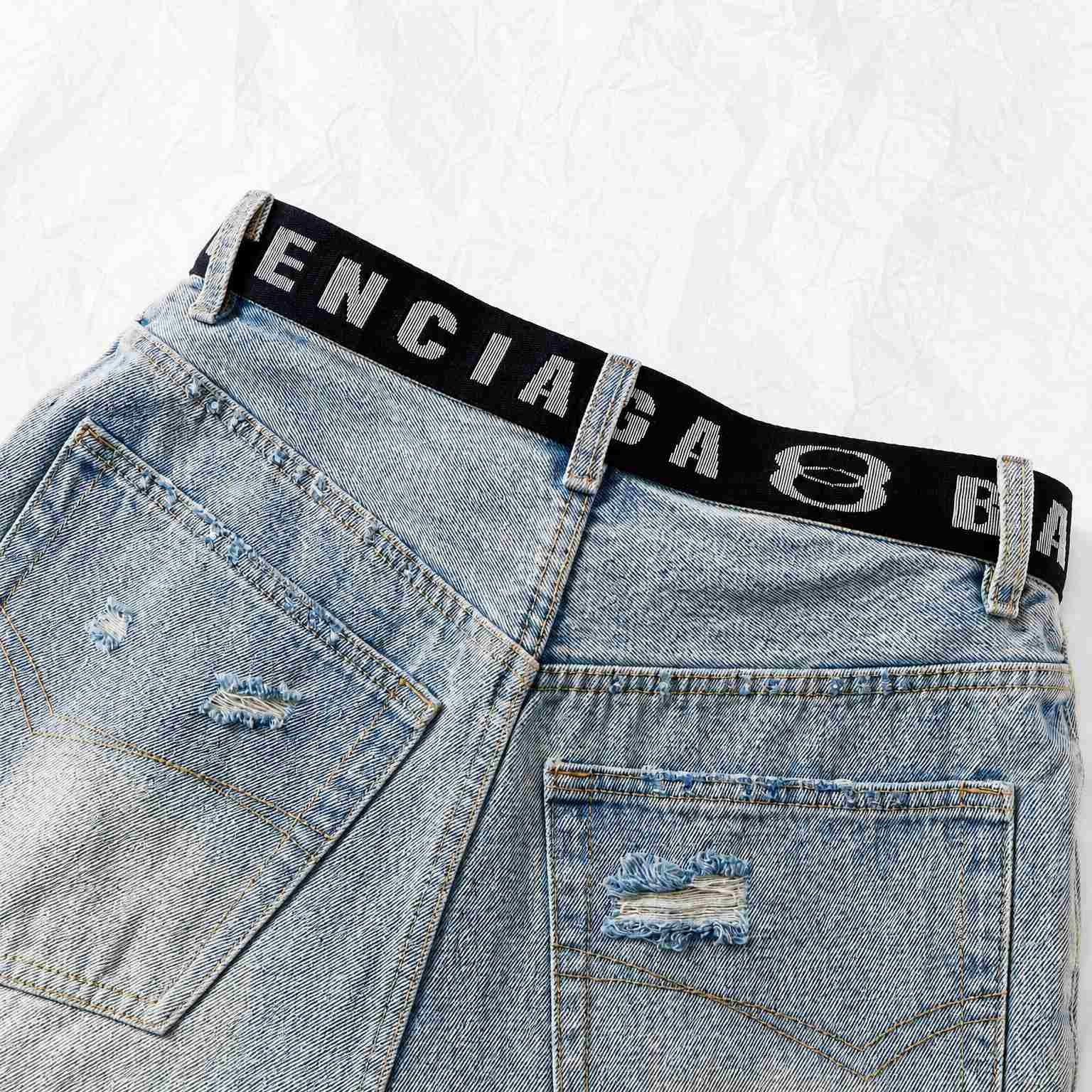 Balenciaga Belted Shorts In Light Blue - DesignerGu