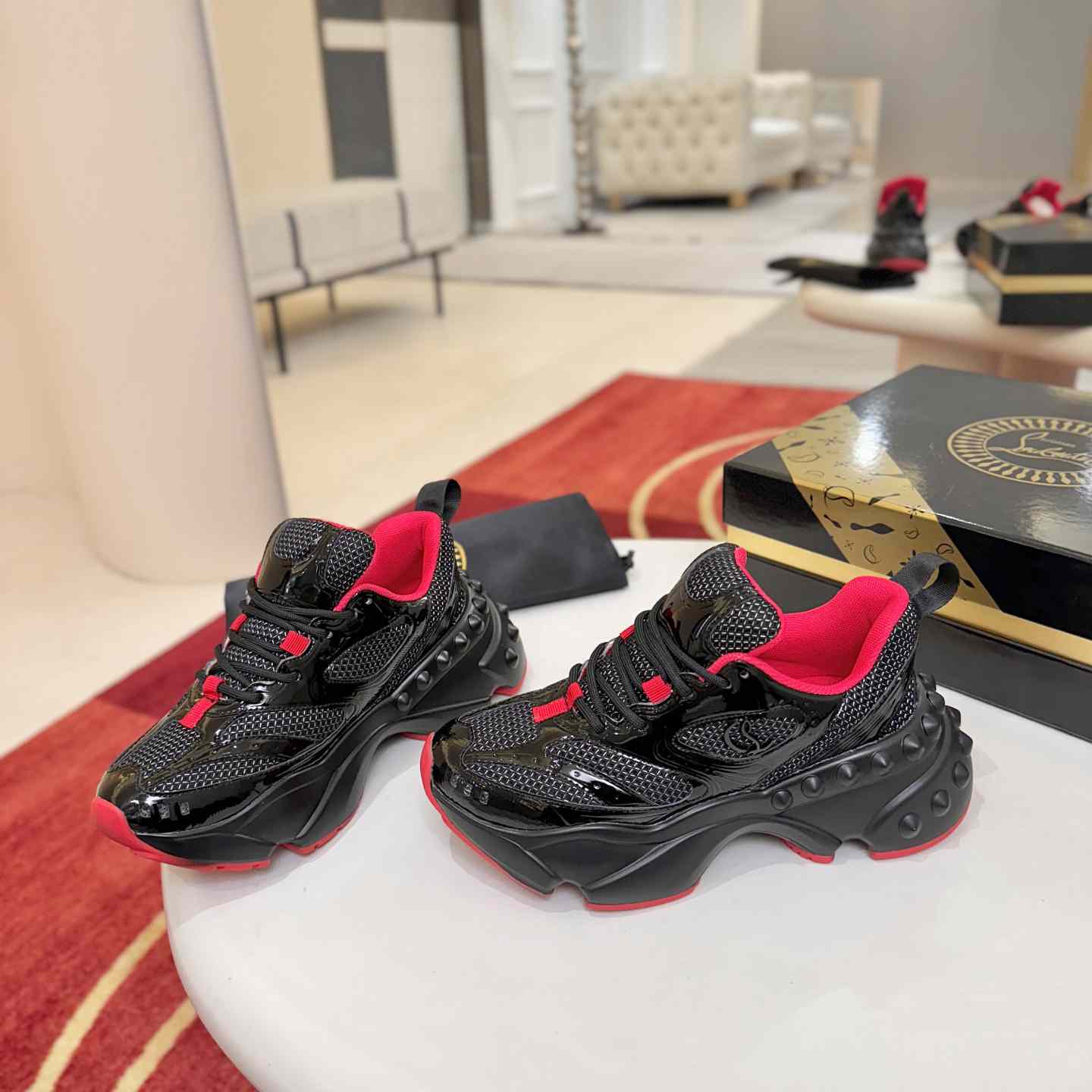 Christian Louboutin So Flo Patent Leather Sneakers - DesignerGu