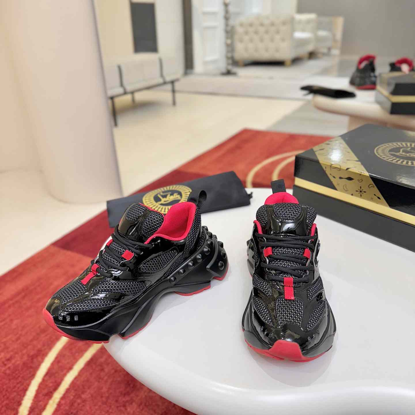 Christian Louboutin So Flo Patent Leather Sneakers - DesignerGu