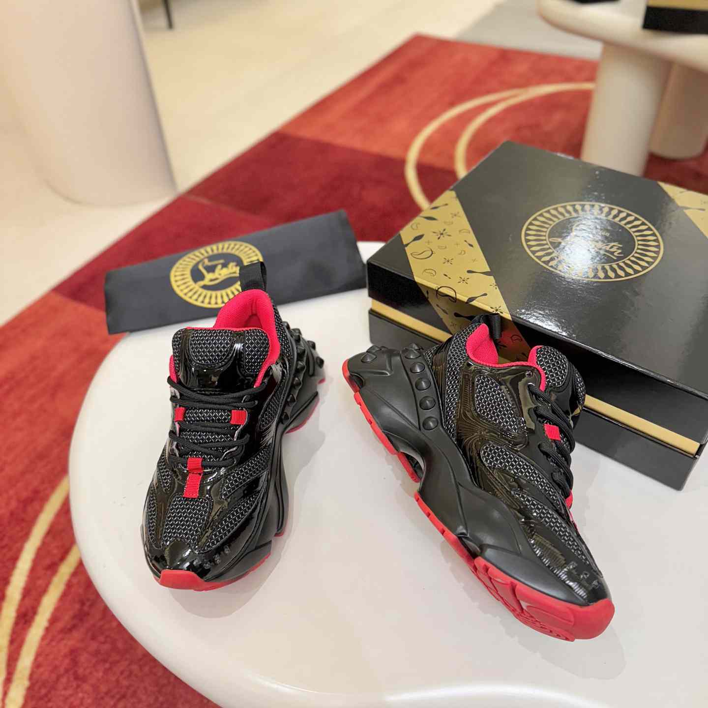 Christian Louboutin So Flo Patent Leather Sneakers - DesignerGu