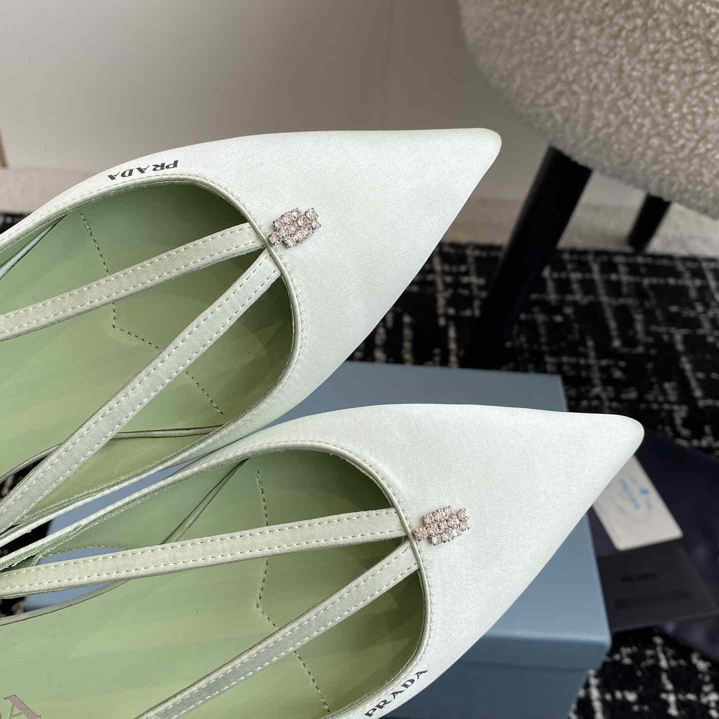 Prada Satin Crystal Embellishments Ballet Flats - DesignerGu
