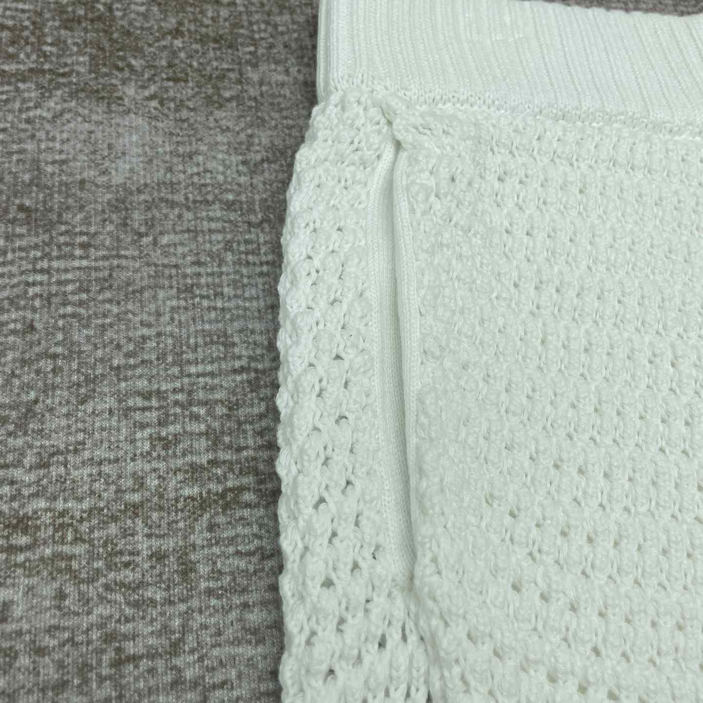Casablanca Crochet Effect Tennis Shorts 'White/Green Stripe' D0032 - DesignerGu