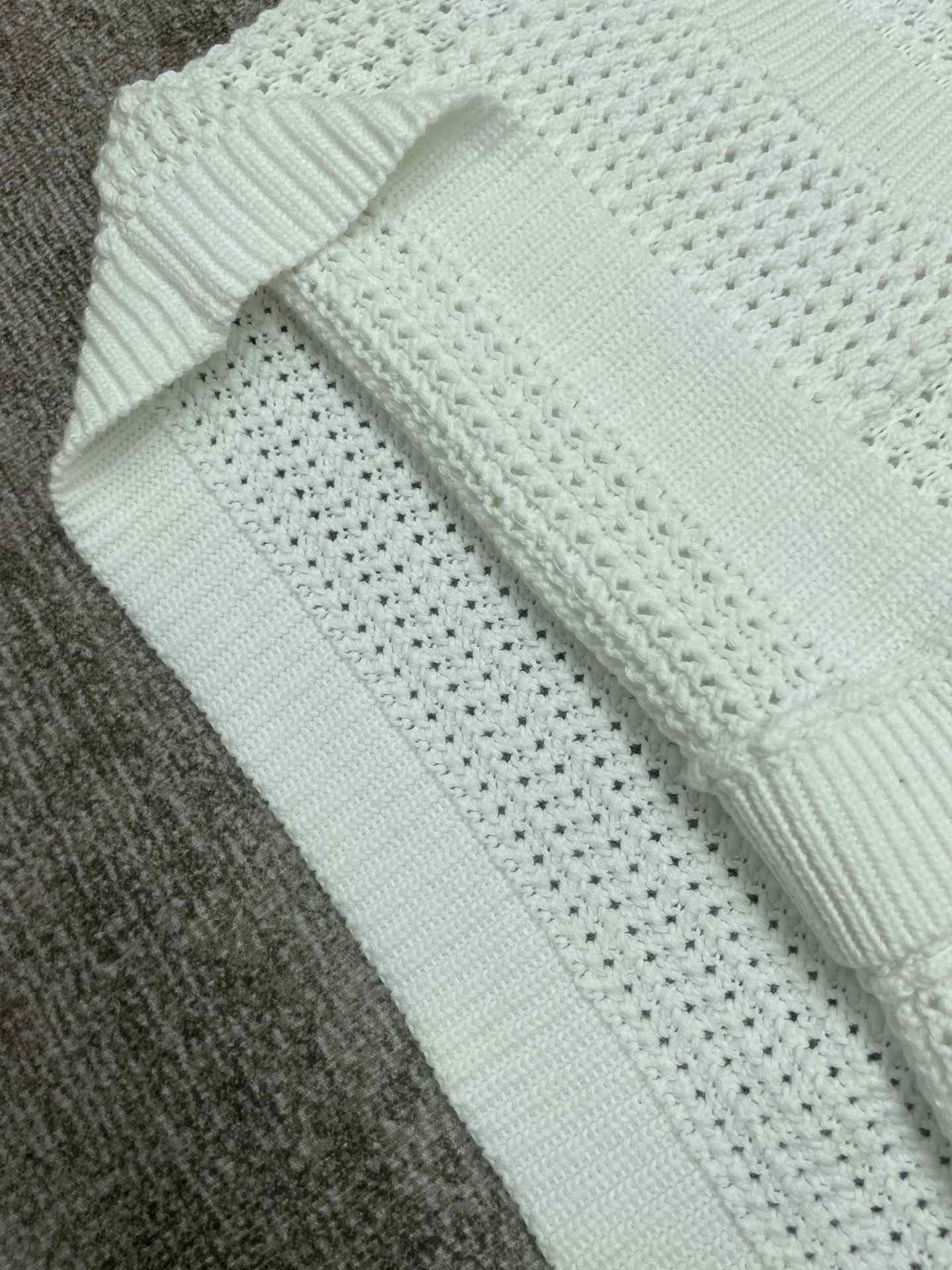 Casablanca Crochet Effect Tennis Shirt 'White/Green Stripe' D0031 - DesignerGu