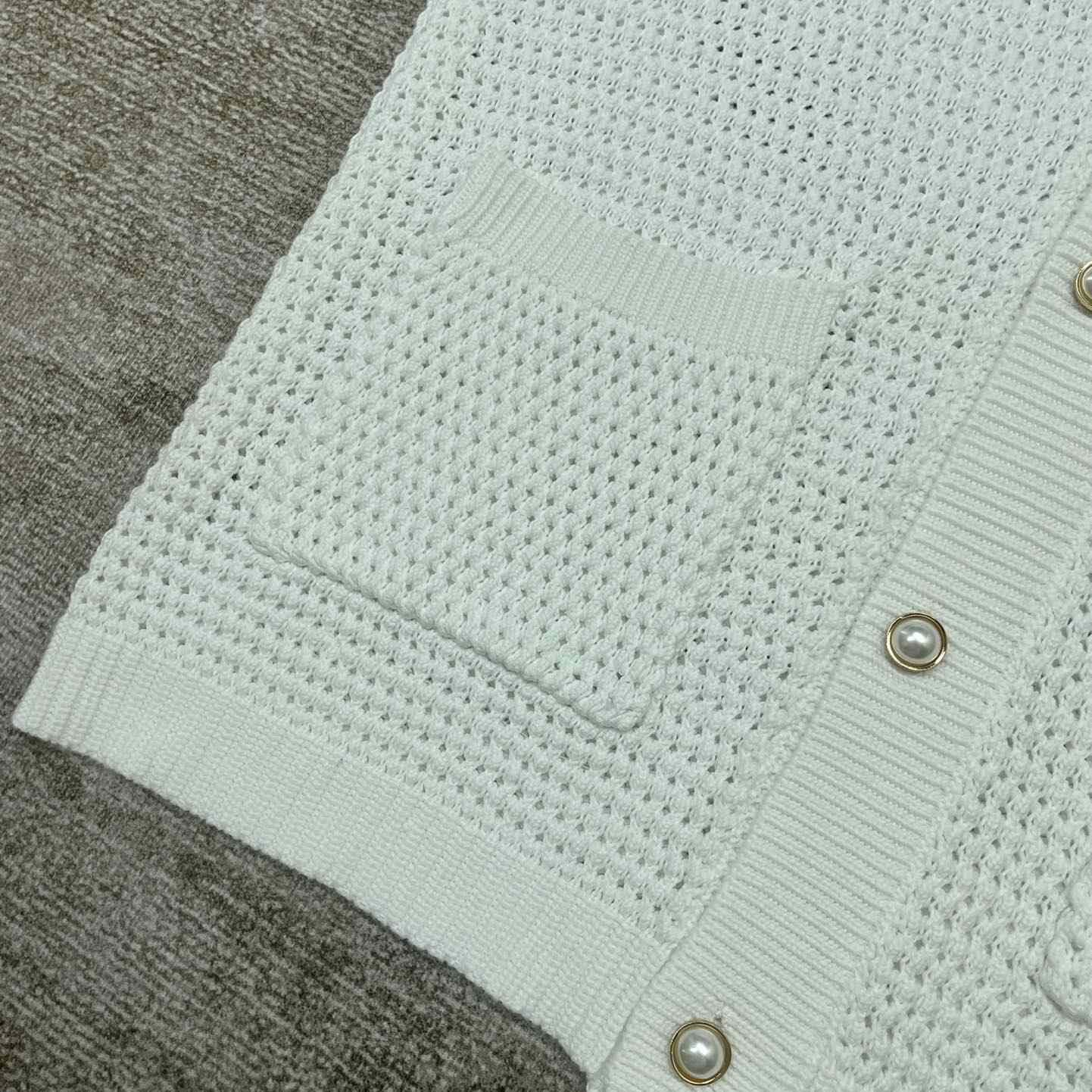 Casablanca Crochet Effect Tennis Shirt 'White/Green Stripe' D0031 - DesignerGu