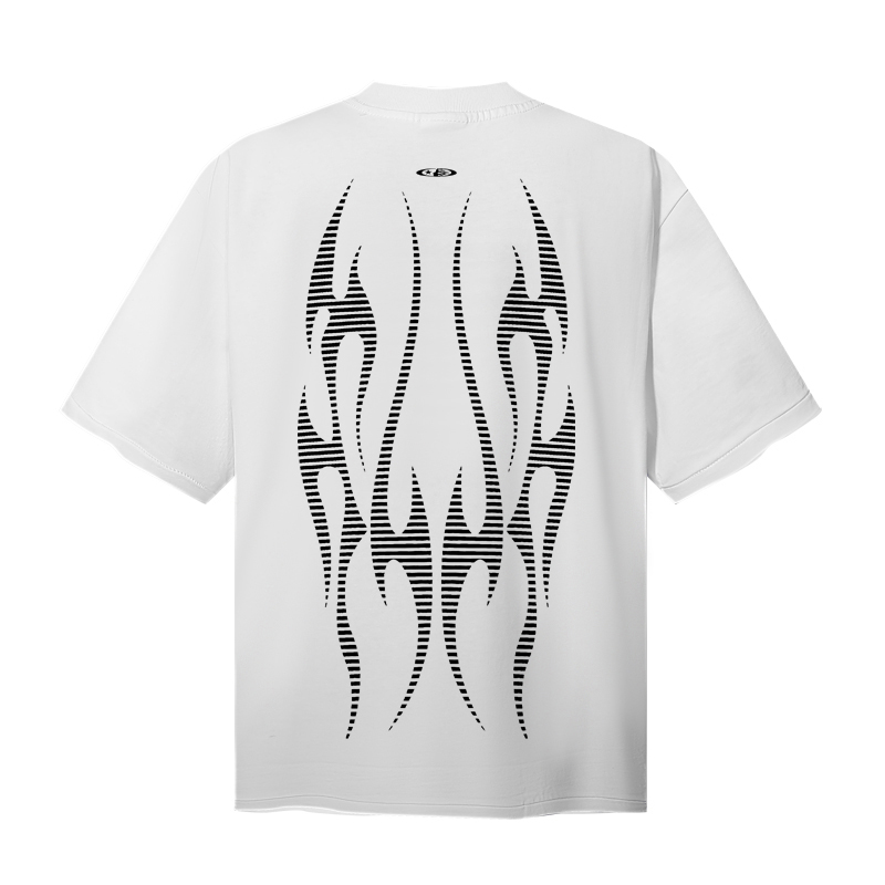 Hellstar Flame Tribal Motion T-Shirt 'White' - DesignerGu