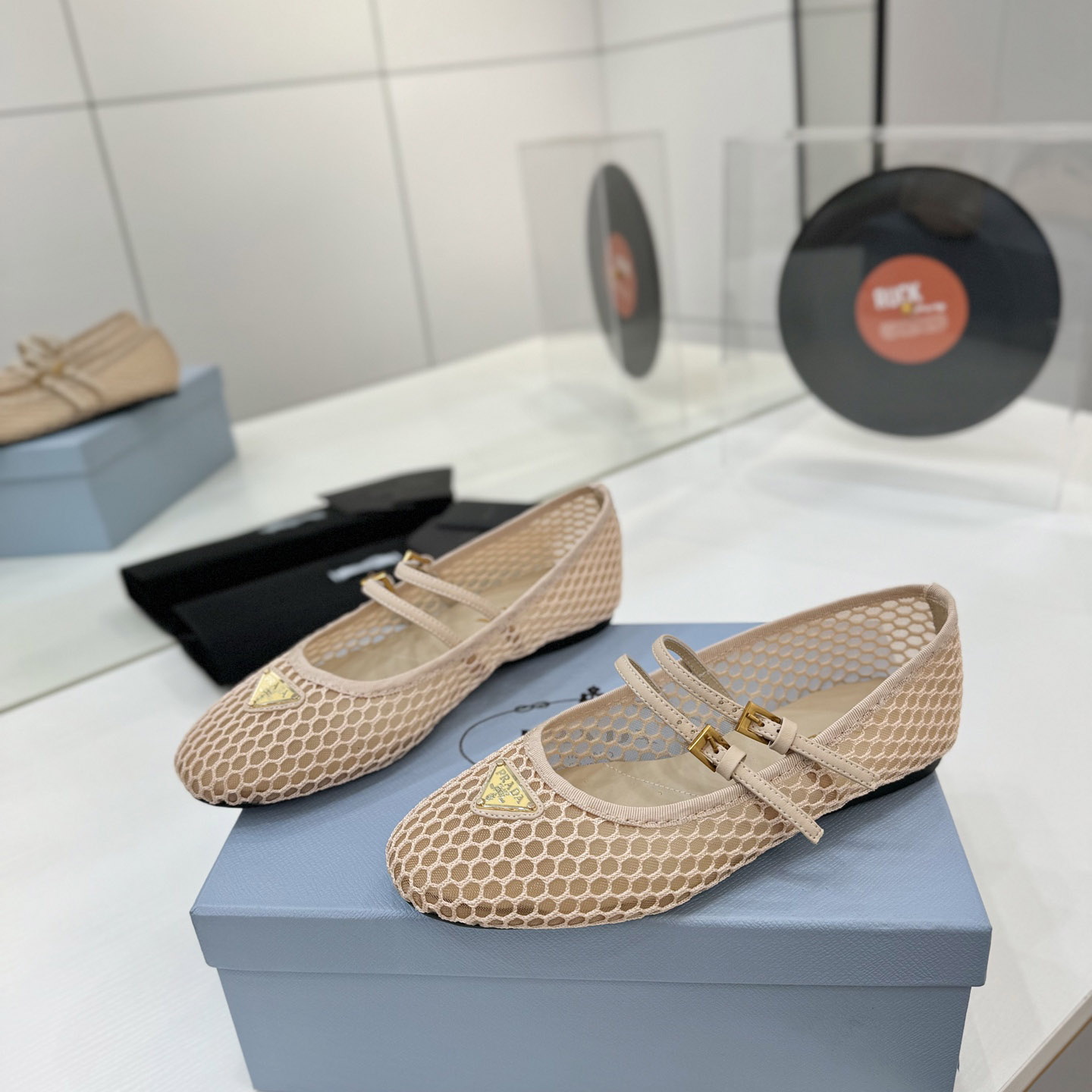 Prada Mesh Fabric Ballerinas - DesignerGu