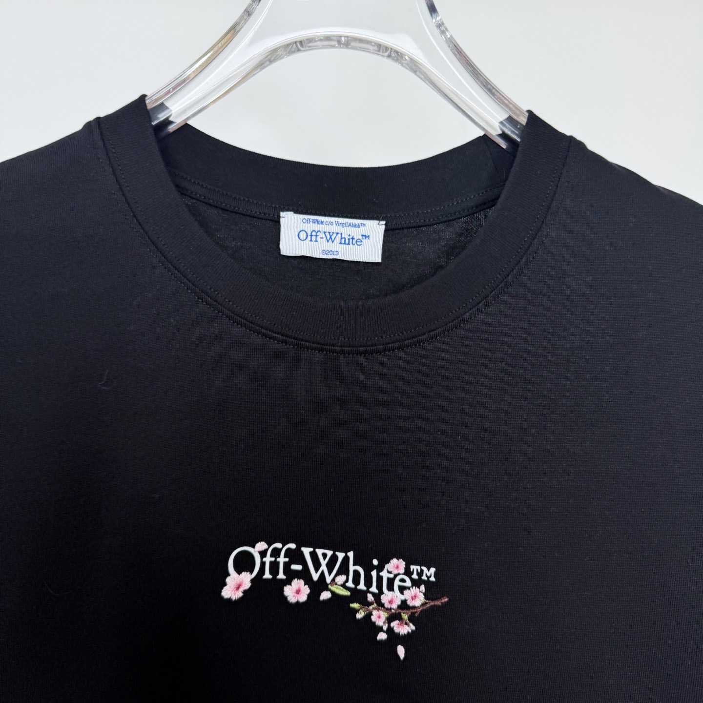 Off-White Embroidered Cherry Blossom Arrow Logo T-Shirt 'Black' - DesignerGu