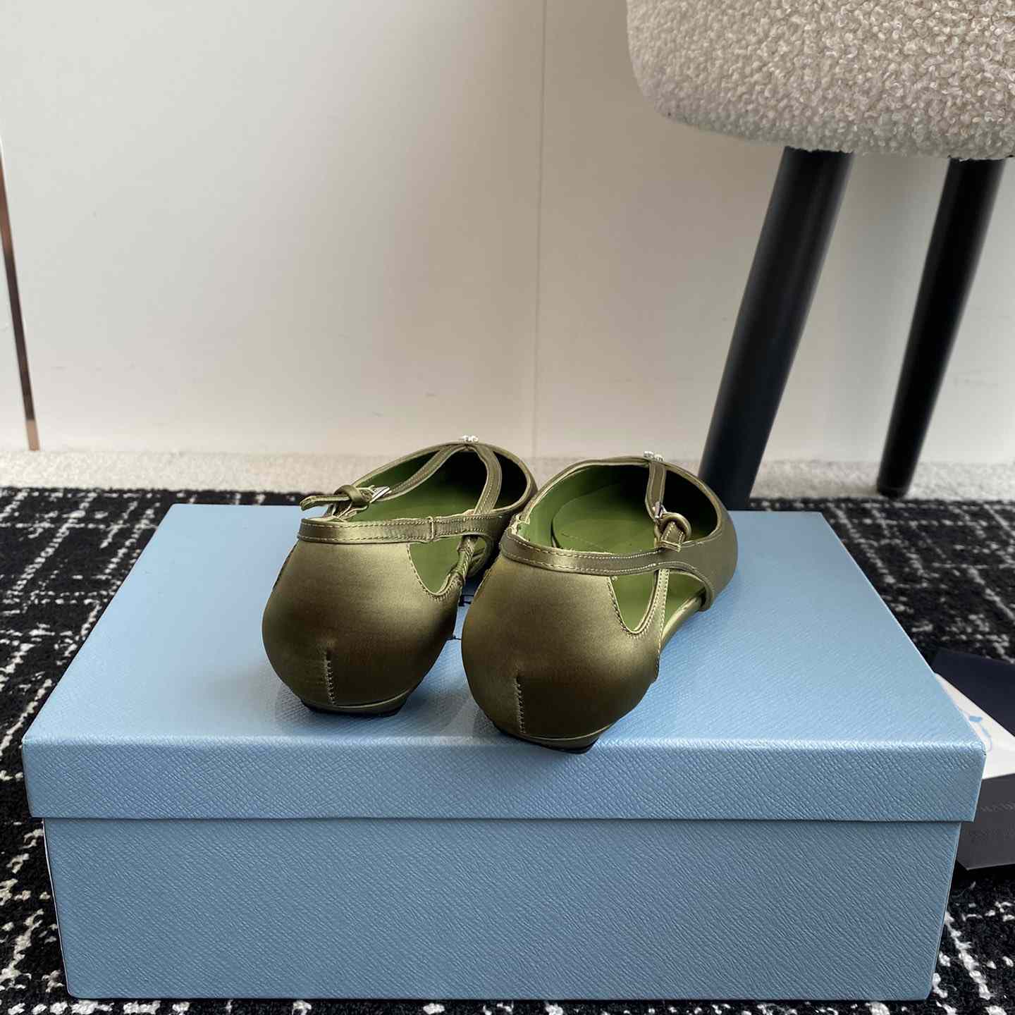 Prada Satin Crystal Embellishments Ballet Flats - DesignerGu