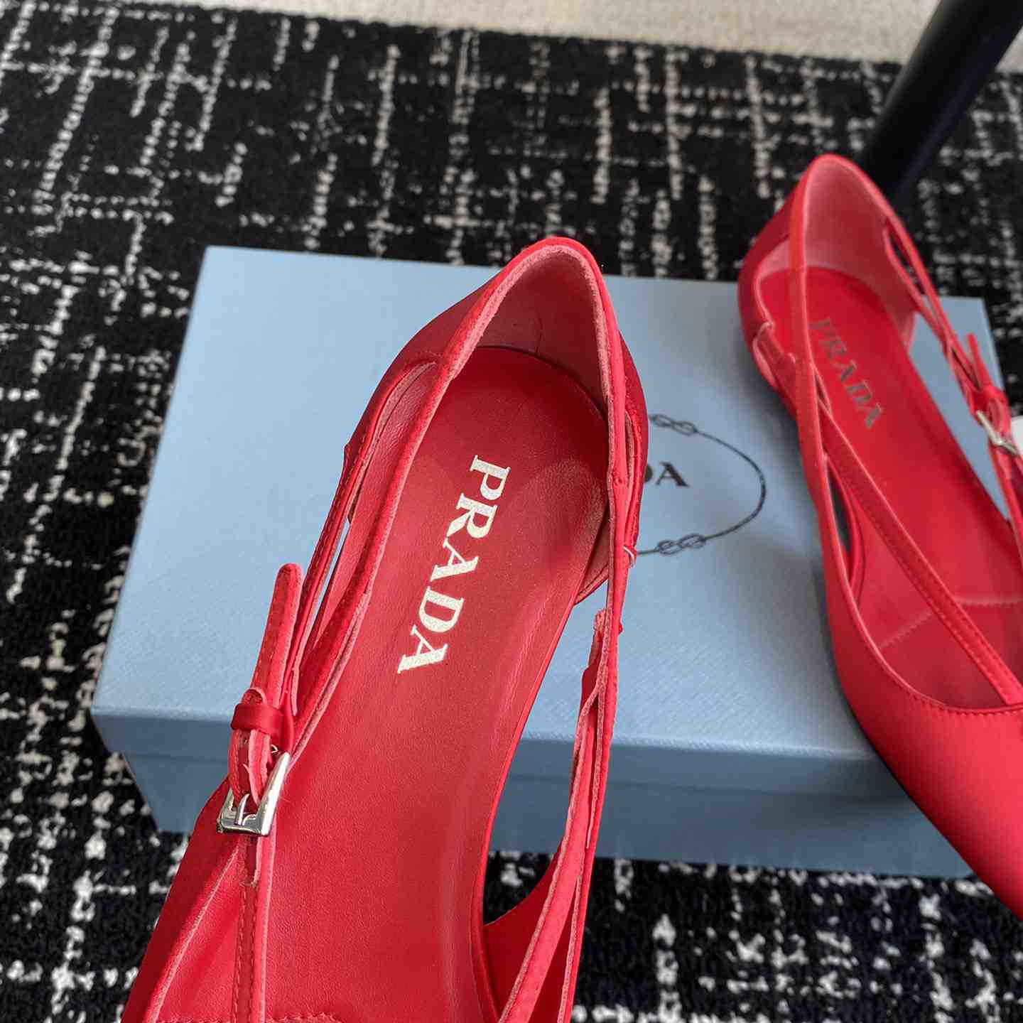 Prada Satin Crystal Embellishments Ballet Flats - DesignerGu