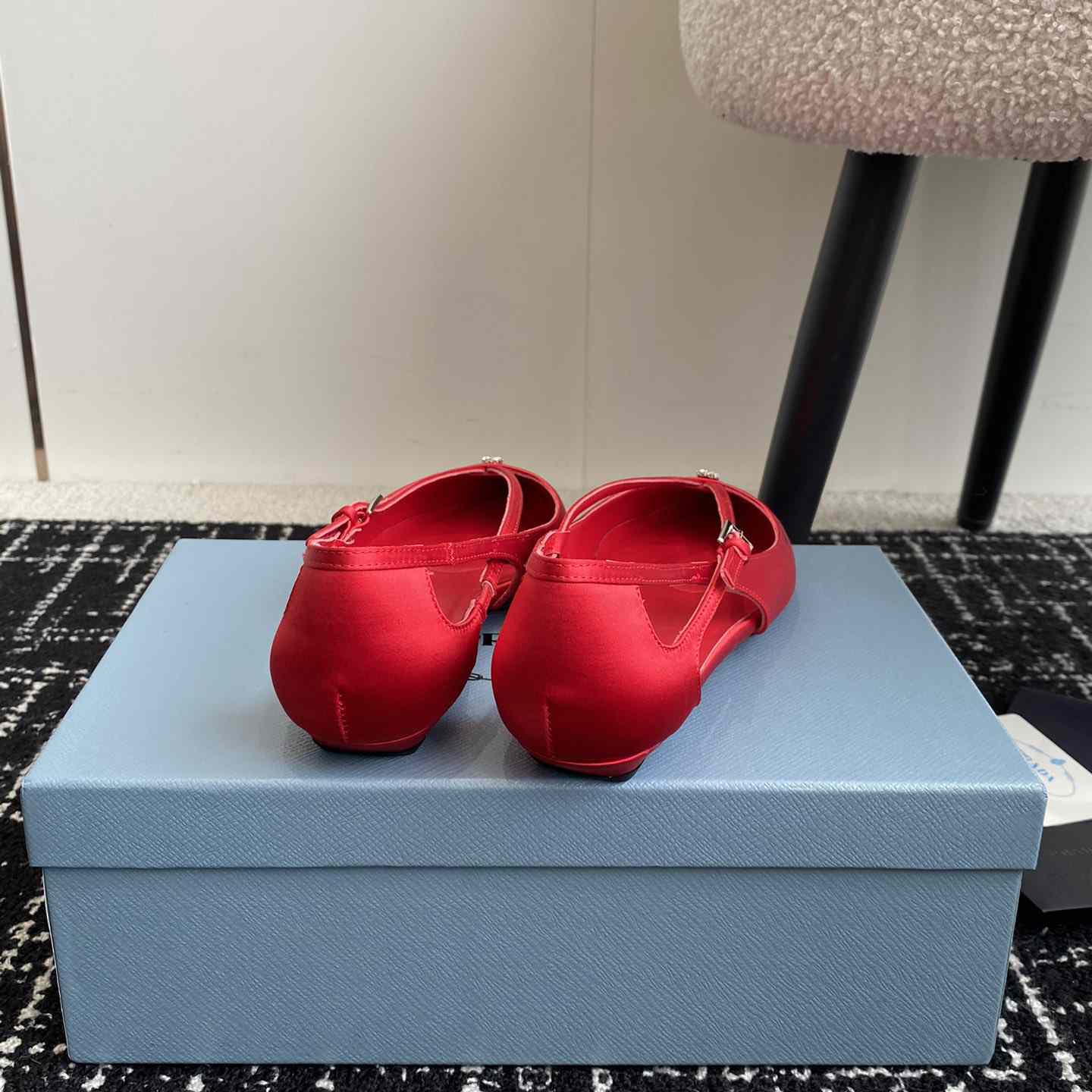 Prada Satin Crystal Embellishments Ballet Flats - DesignerGu