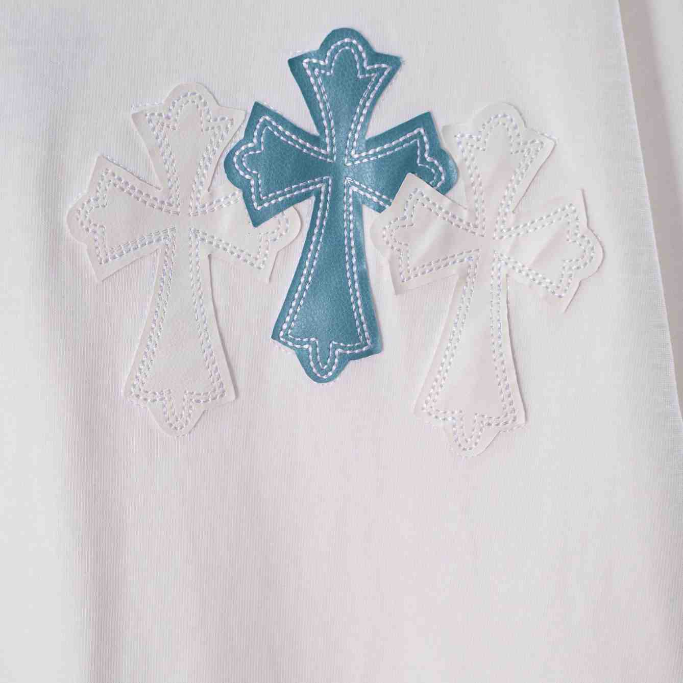 Chrome Hearts  Blue And White Cross Patch  T-Shirt 'White' - DesignerGu
