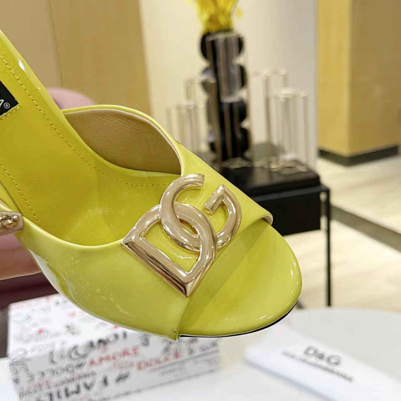Dolce & Gabbana Patent Leather Mules With DG Logo - DesignerGu