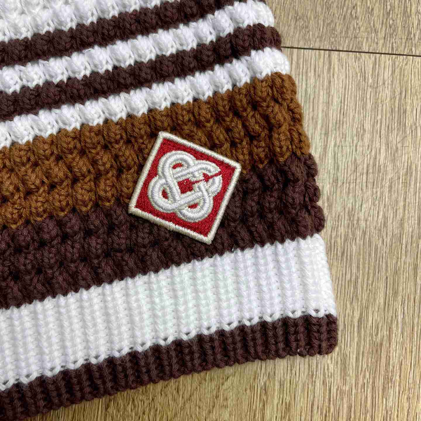 Casablanca White & Brown Tennis Stripe Crochet Shorts D0209 - DesignerGu