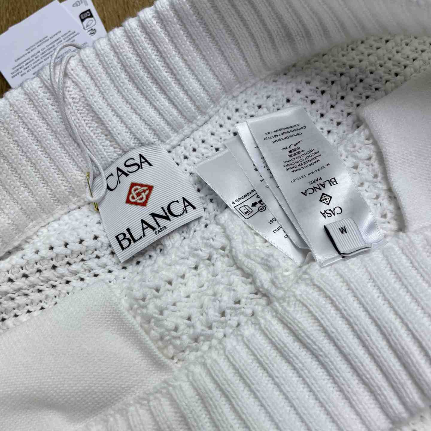 Casablanca White & Brown Tennis Stripe Crochet Shorts D0209 - DesignerGu