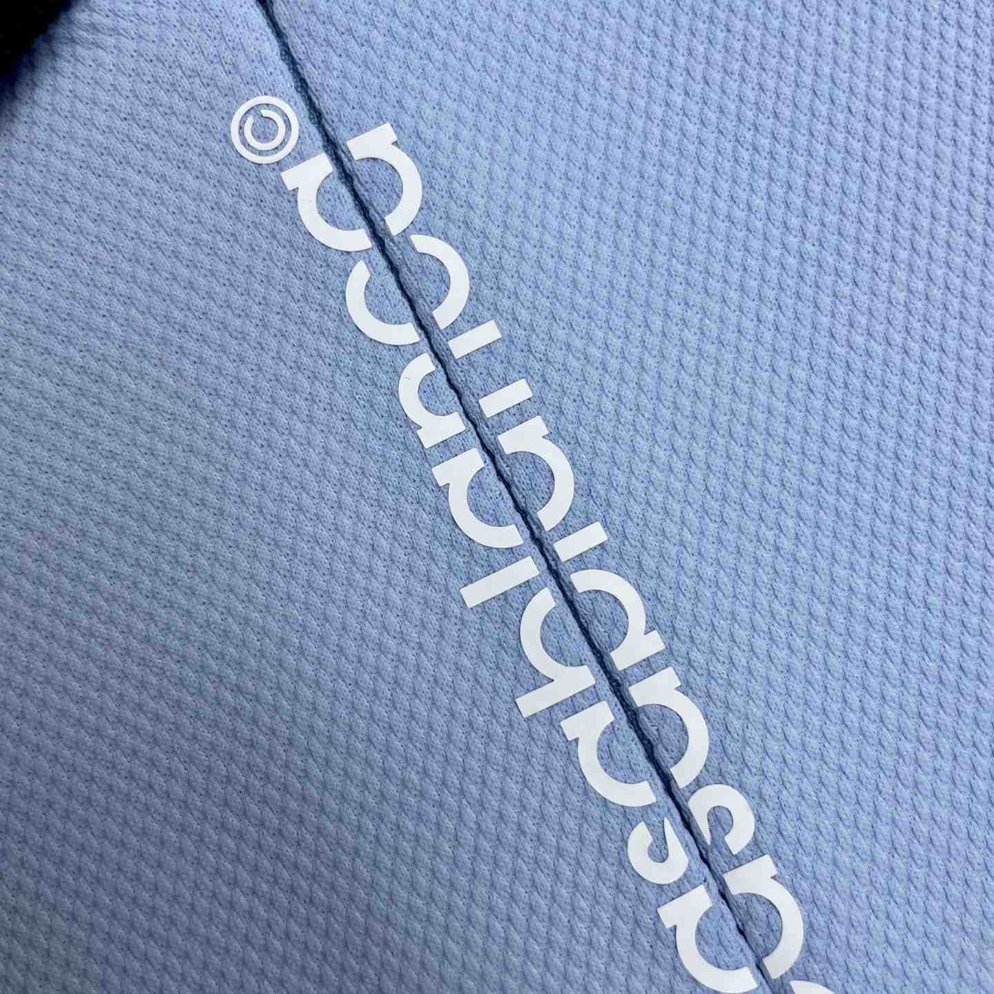 Casablanca Pale Blue Pique Quarter Zip Short Sleeve Polo Shirt C1179 - DesignerGu