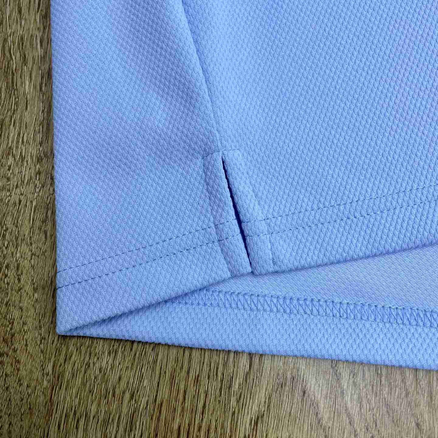 Casablanca Pale Blue Pique Quarter Zip Short Sleeve Polo Shirt C1179 - DesignerGu