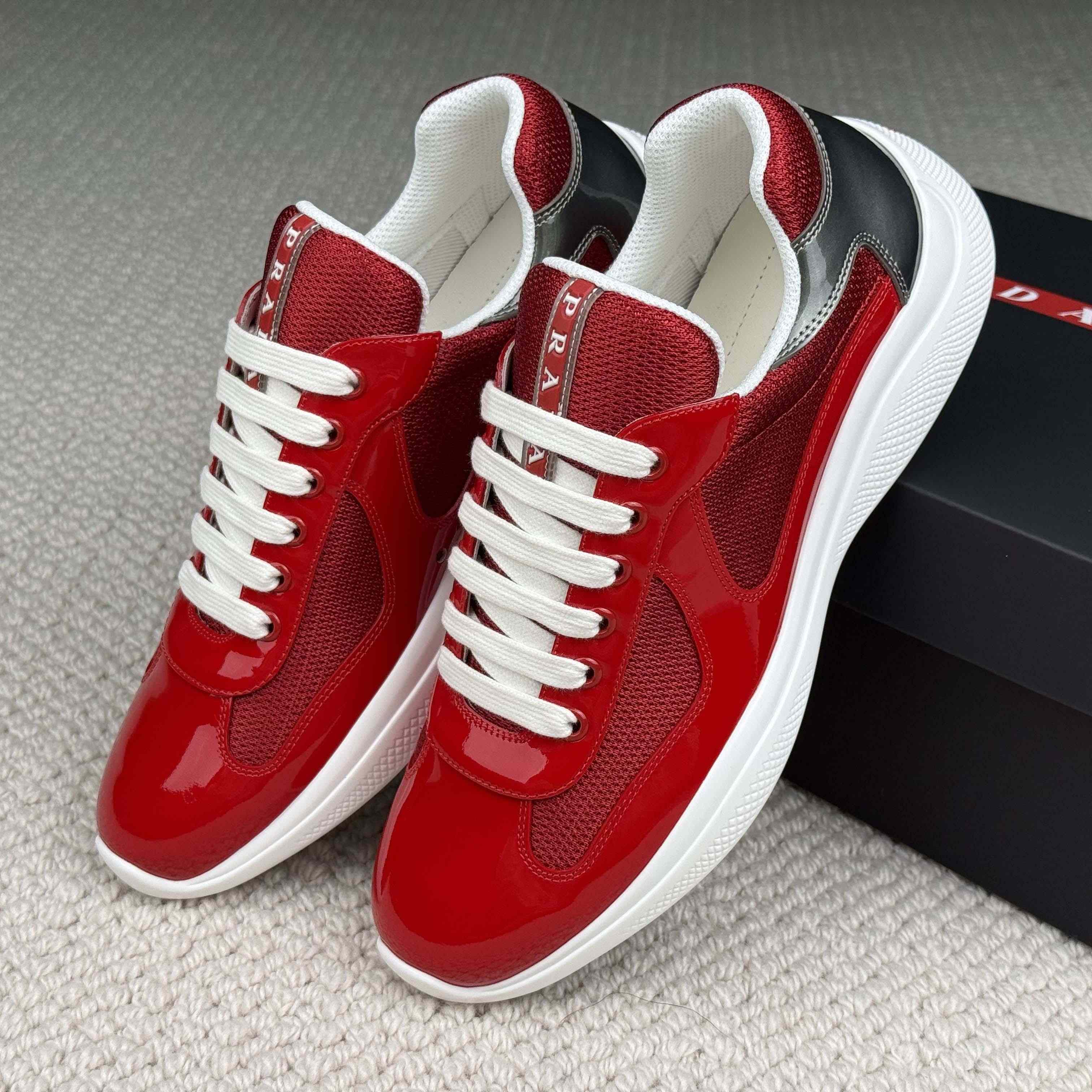 Patent Leather And Technical Fabric Prada America's Cup Sneakers（upon uk size） - DesignerGu