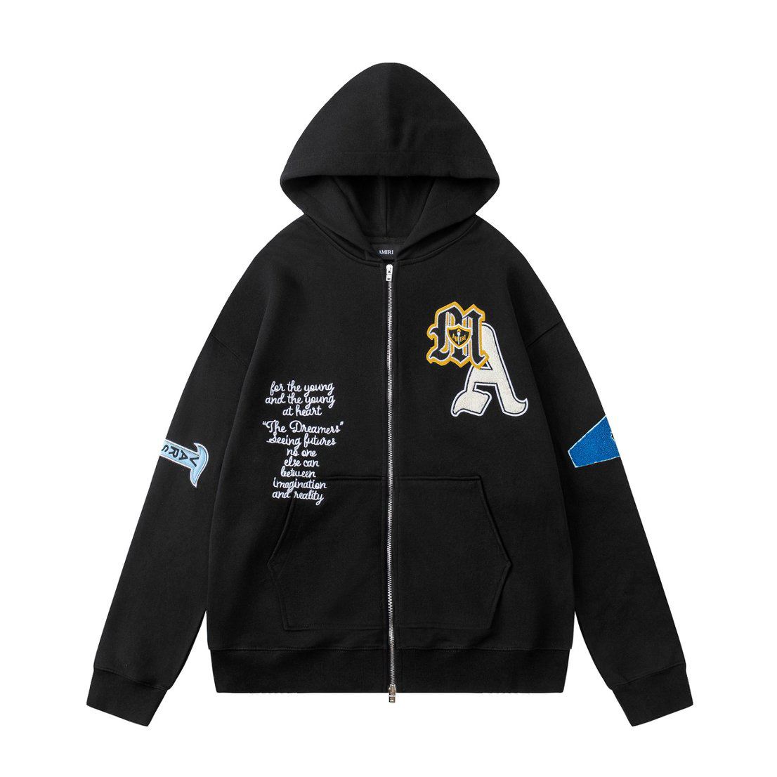 Amiri Logo Patch Zip Up Hoodie - DesignerGu