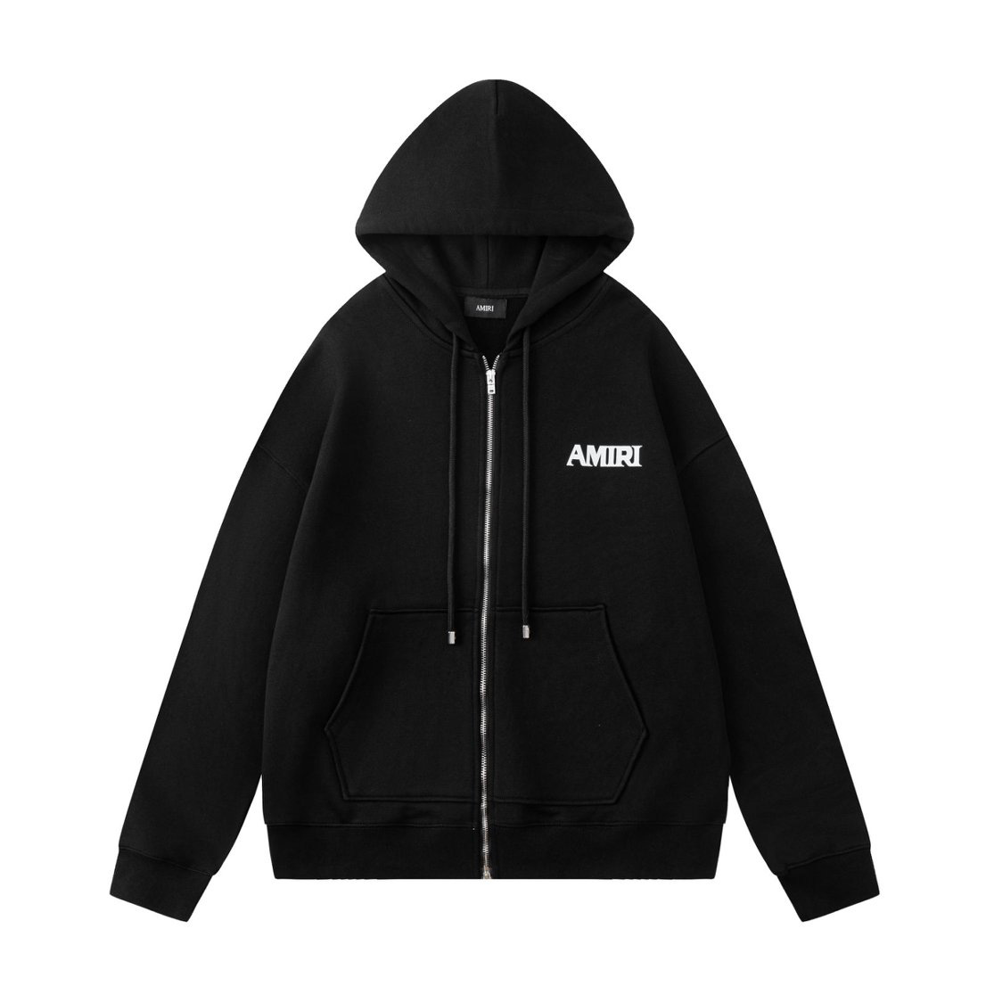 Amiri Black Relaxed Zip-Up Hoodie - DesignerGu