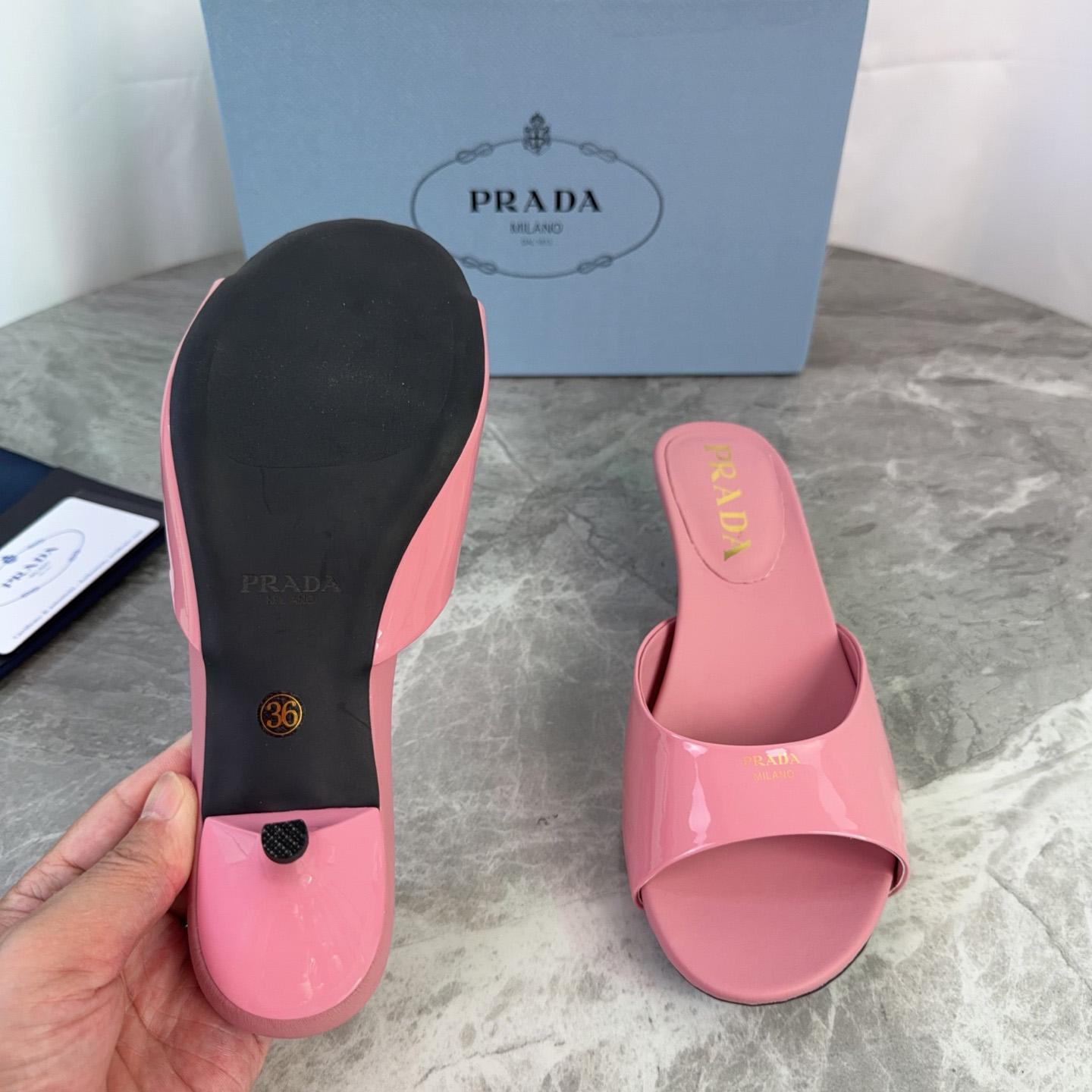 Prada Patent Leather Kitten Heel Sandals - DesignerGu