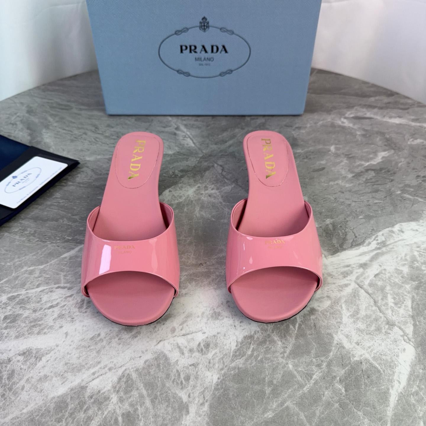 Prada Patent Leather Kitten Heel Sandals - DesignerGu