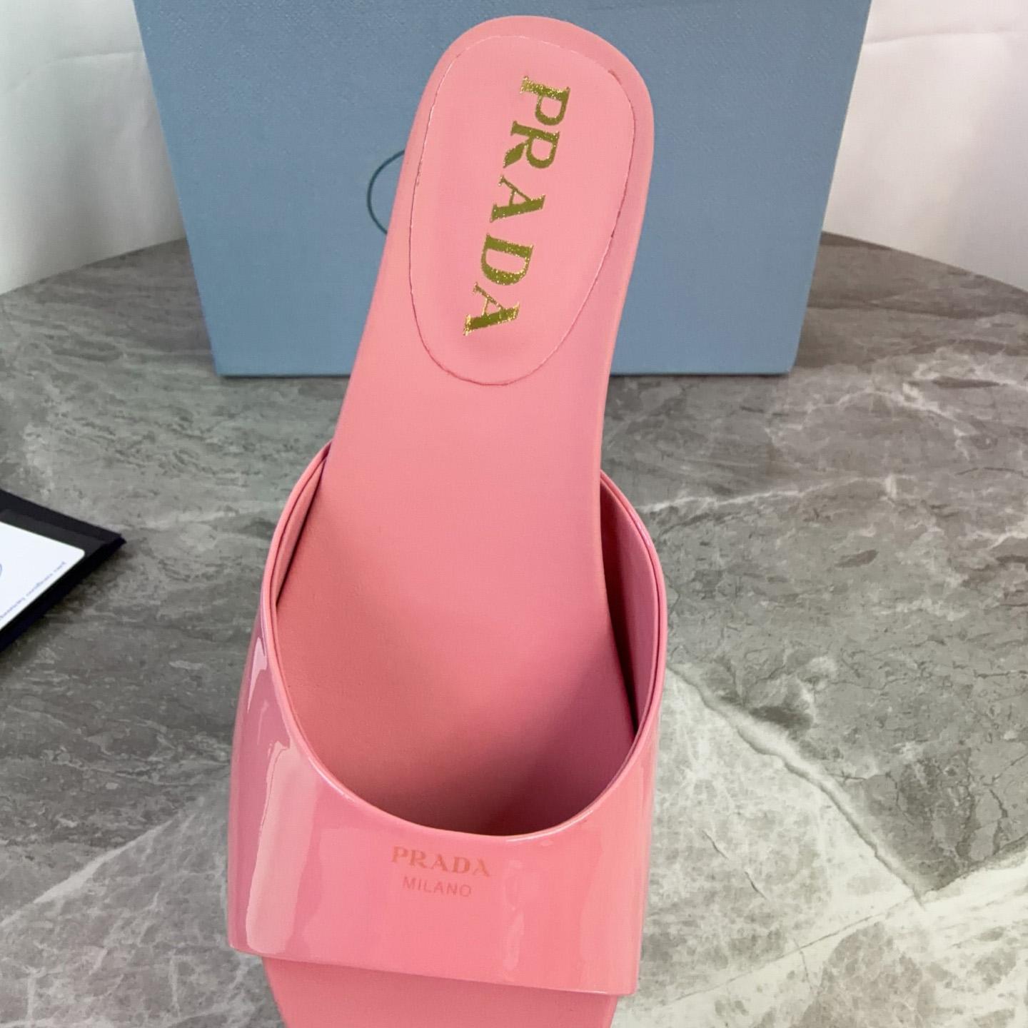 Prada Patent Leather Kitten Heel Sandals - DesignerGu