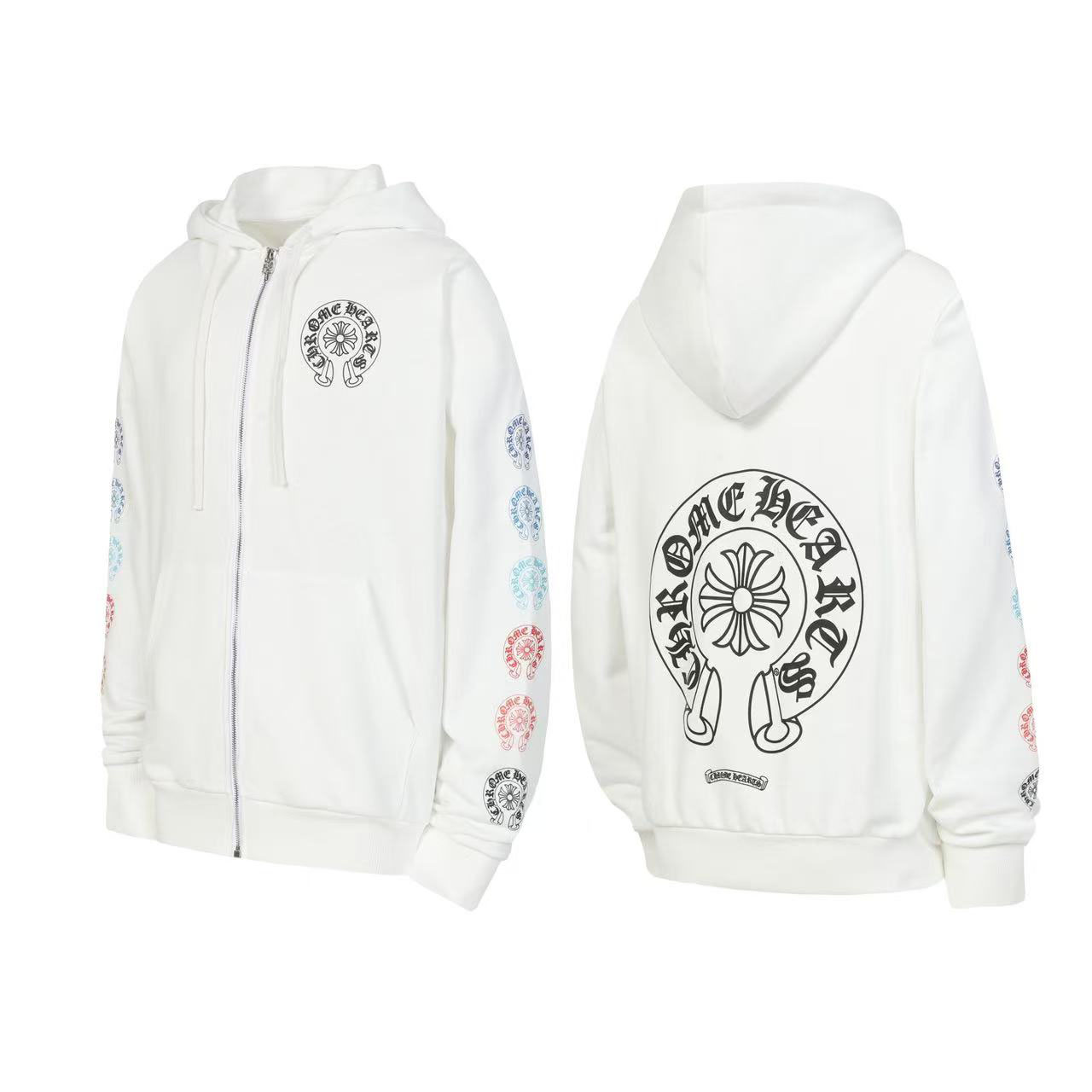 Chrome Hearts Horseshoe Logo Gradient Zip Up Hoodie  'White' - DesignerGu