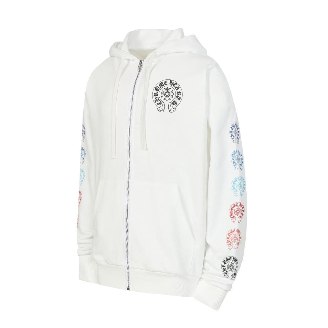 Chrome Hearts Horseshoe Logo Gradient Zip Up Hoodie  'White' - DesignerGu